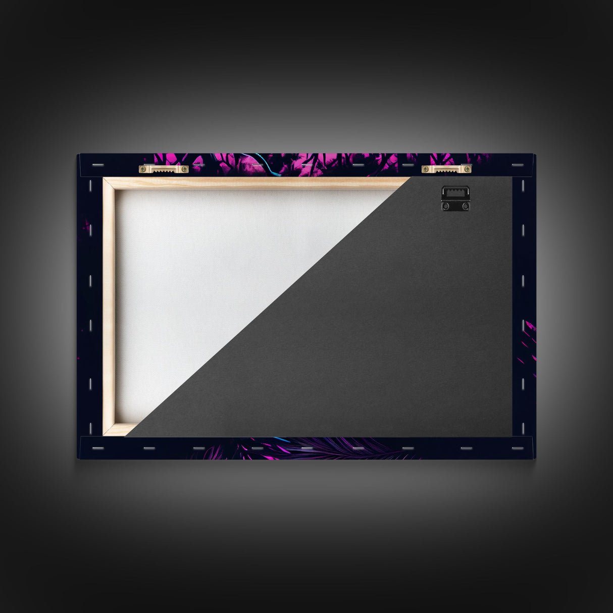 Vaporwave art, framed canvas print, Jungle Panther synthwave portrait