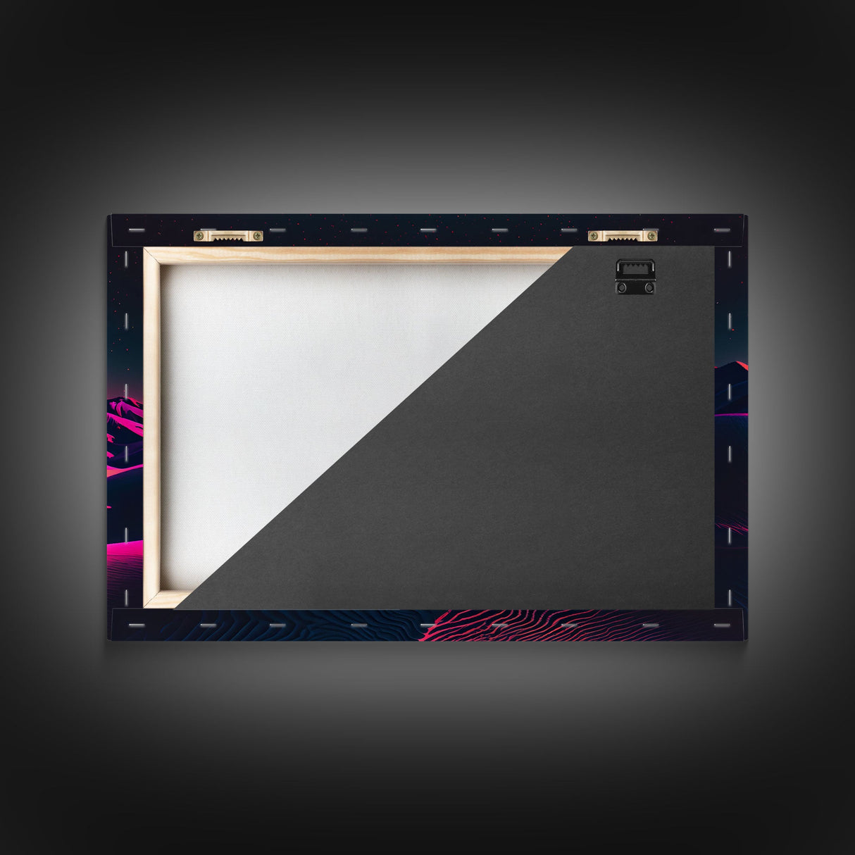 Emus in the desert, animal prints, animal art, framed canvas print, vapor wave synthwave animal art