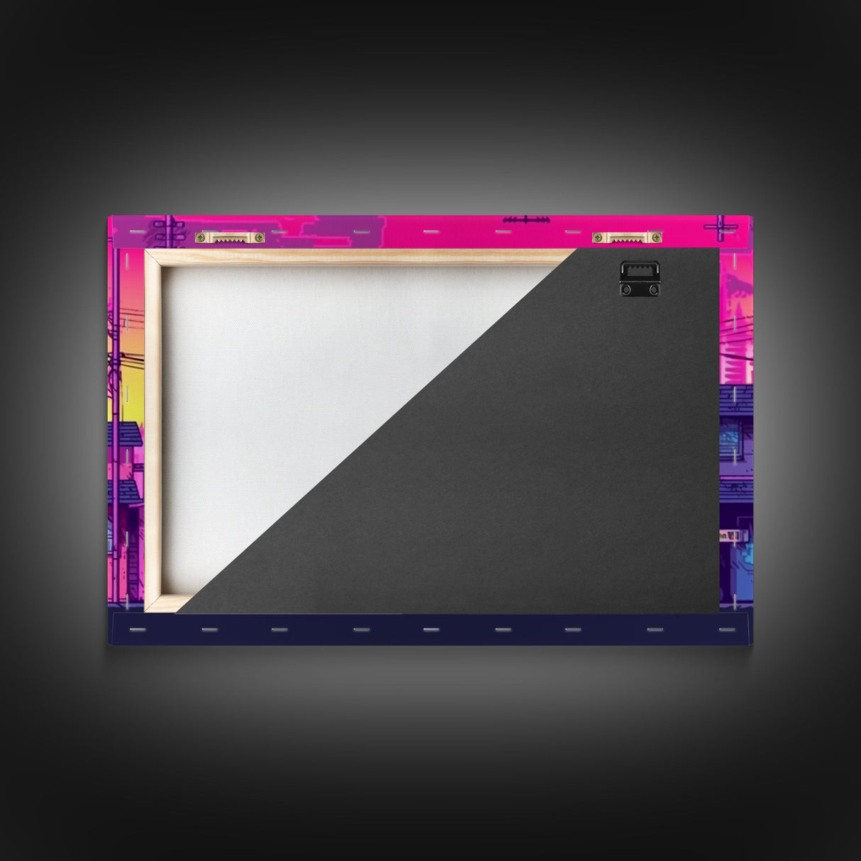 Neighborhood Wall Art - Framed Canvas Print - Original painting - Pop Art Style - Colorful painting - Synthwave Style - Pink colors