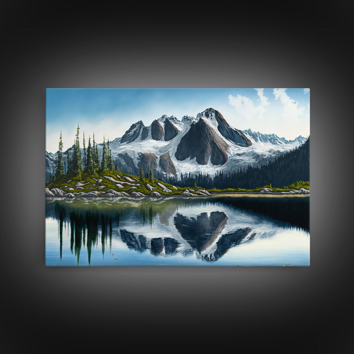Pine Tree Forest, Winter Art, Framed Canvas Print, framed wall art, living room above sofa art