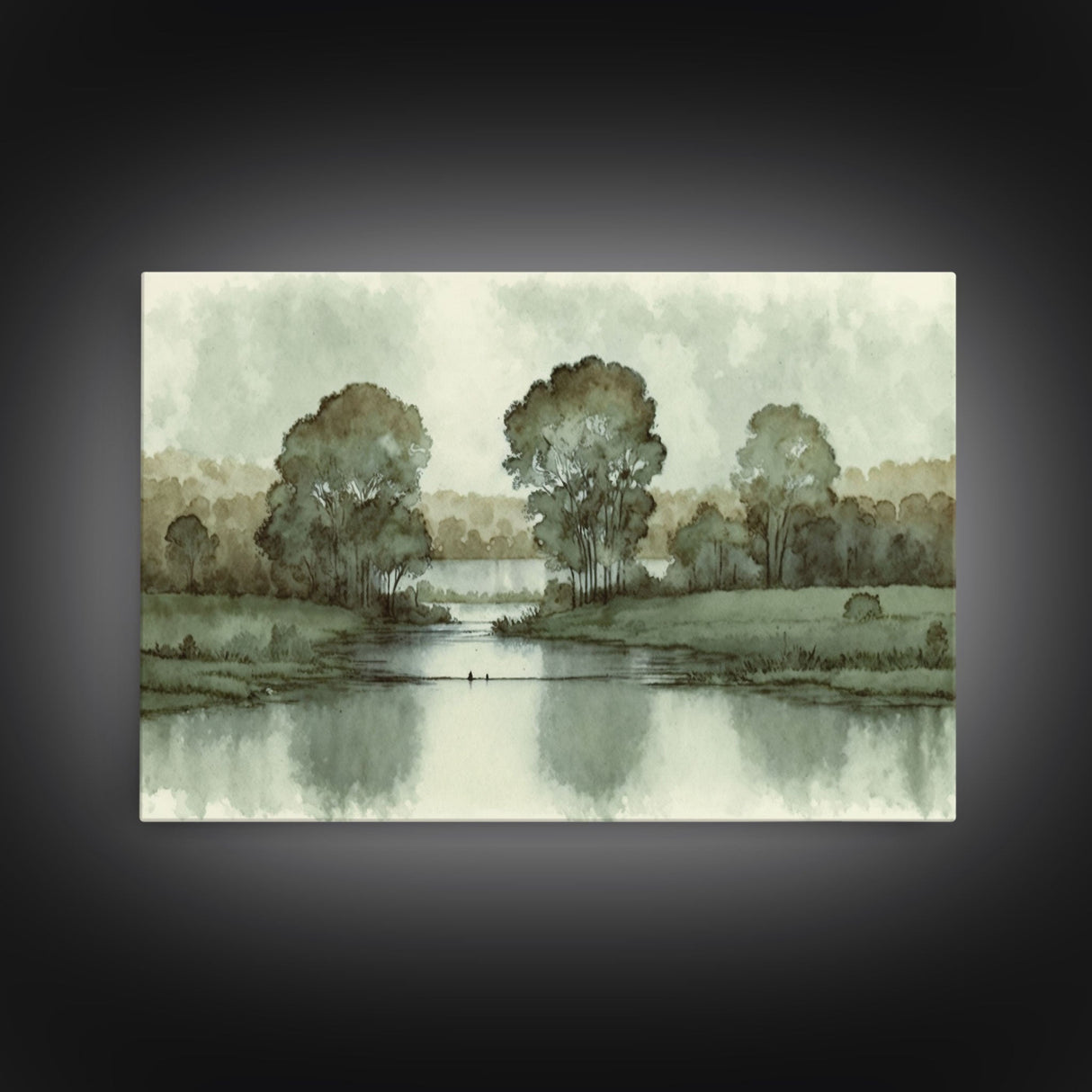 Vintage Landscape Wall Art Print, Nature Framed Large Gallery Art, Minimalist Art Ready to Hang, With Hangers, Muted Farmhouse Art