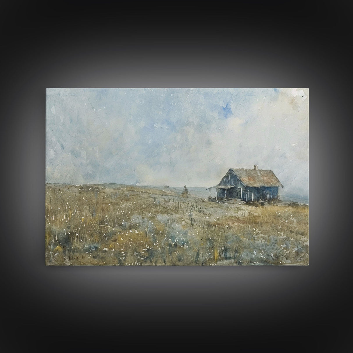 Kitsch Kitchen Farmhouse Decor Framed Canvas Print, Farmhouse Decor, Original Art Of an Old Farmhouse, Western Decor