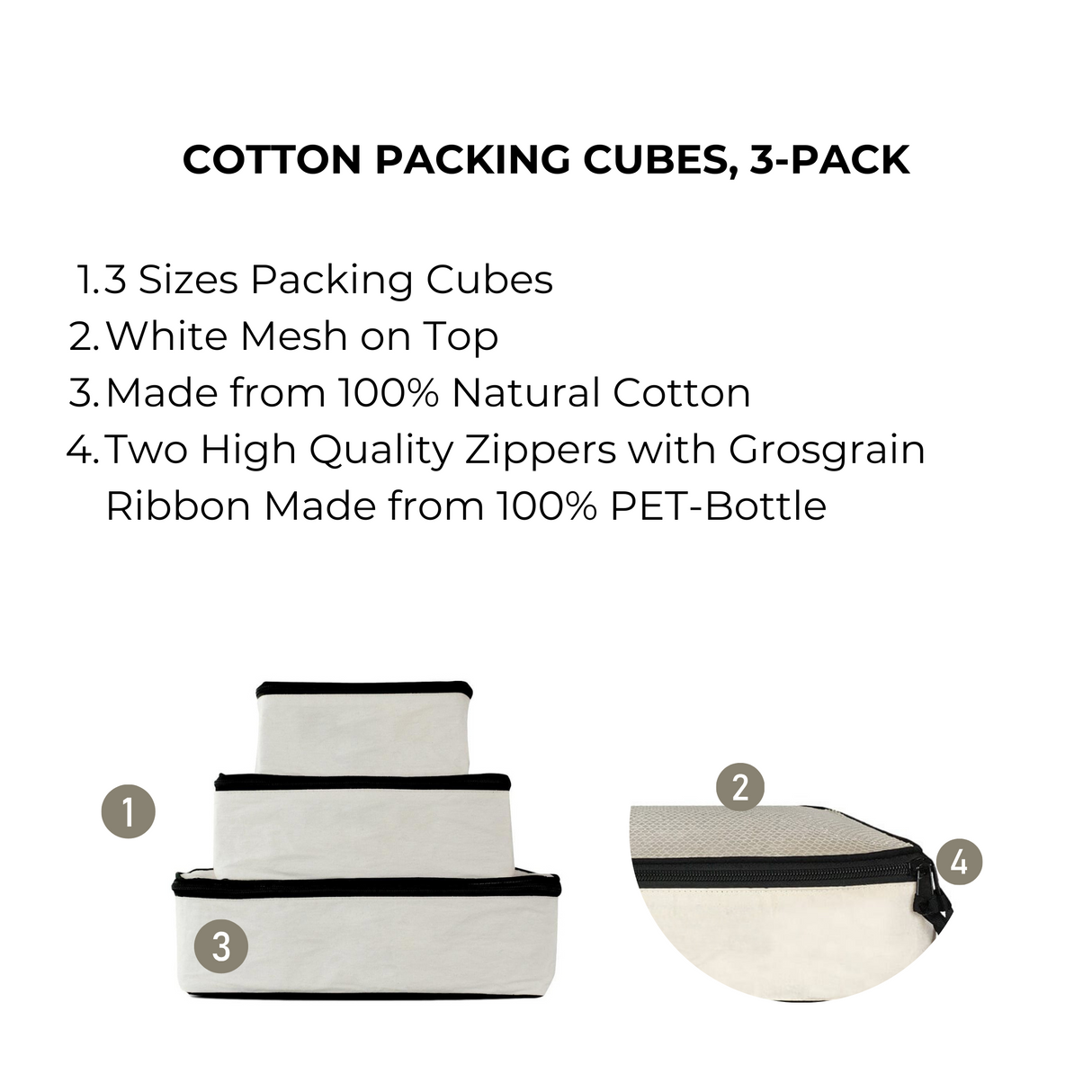 Personalized Packing Cubes, 3-pack – Cream