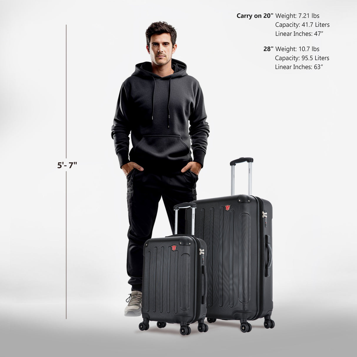 INTELY 2 Piece Set 20''/28'' with Built-in Digital Weight Scale