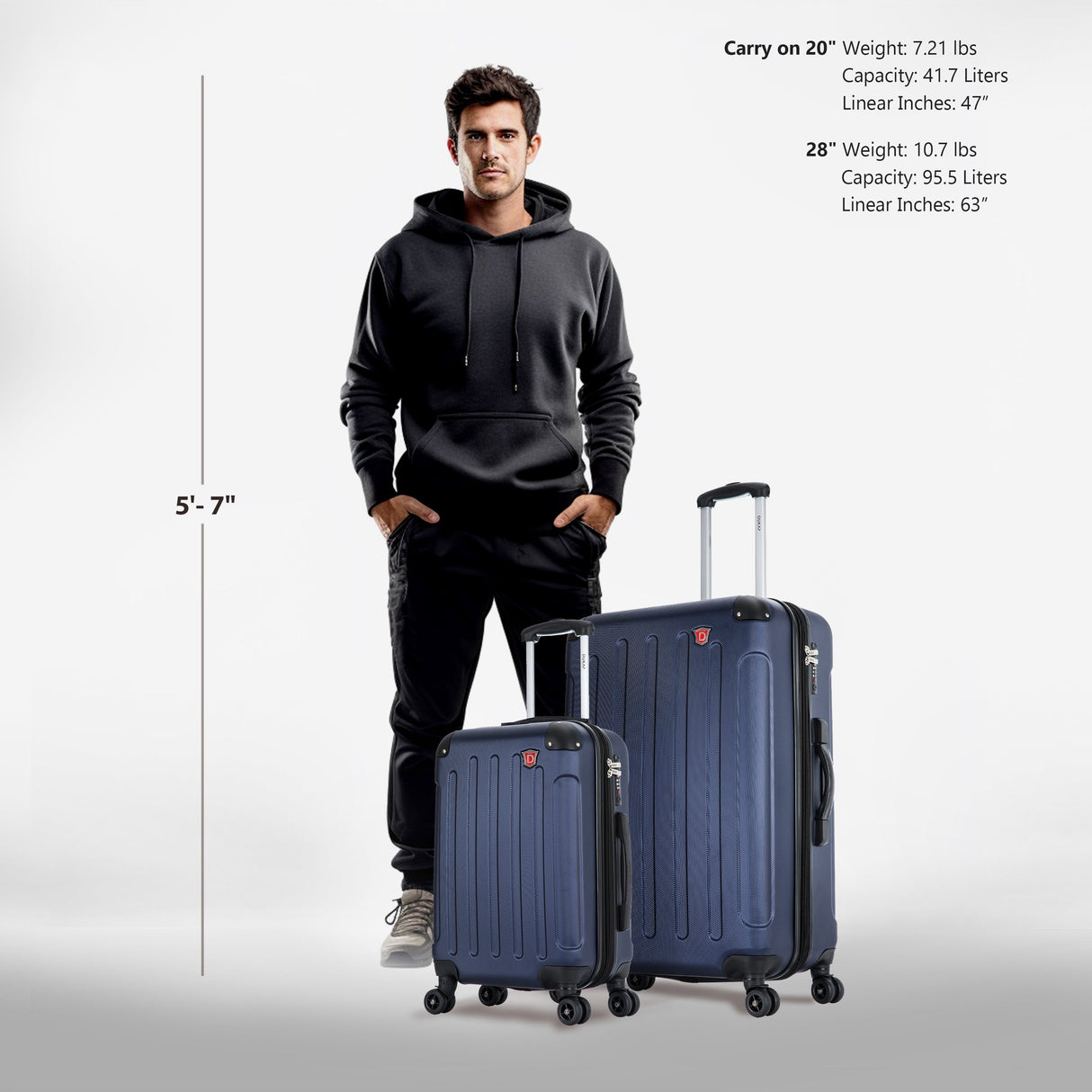 INTELY 2 Piece Set 20''/28'' with Built-in Digital Weight Scale