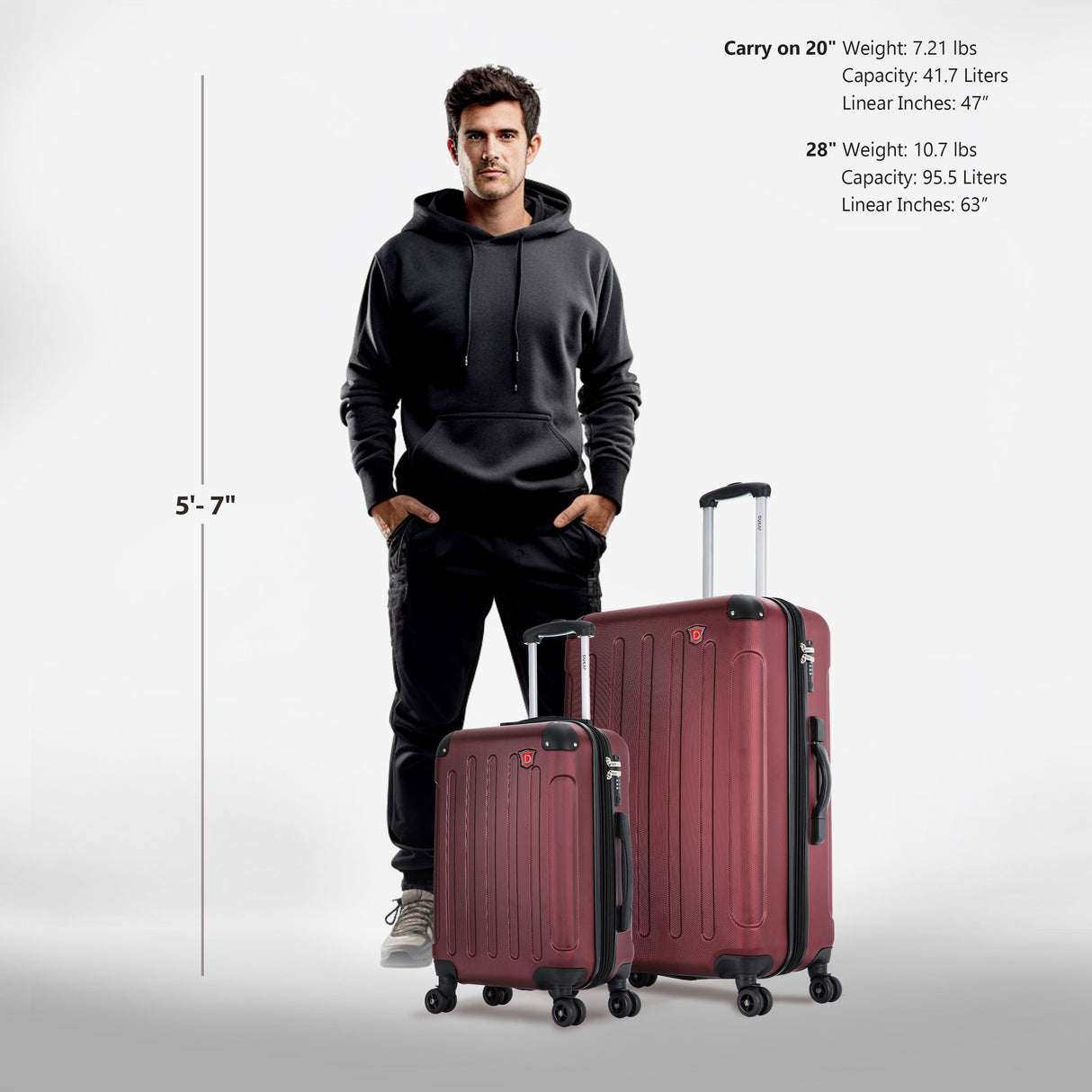 INTELY 2 Piece Set 20''/28'' with Built-in Digital Weight Scale