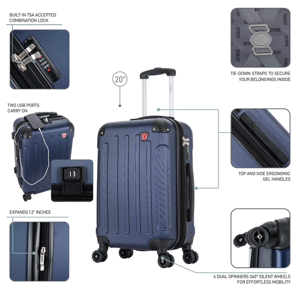 INTELY Carry On 20" with USB ports