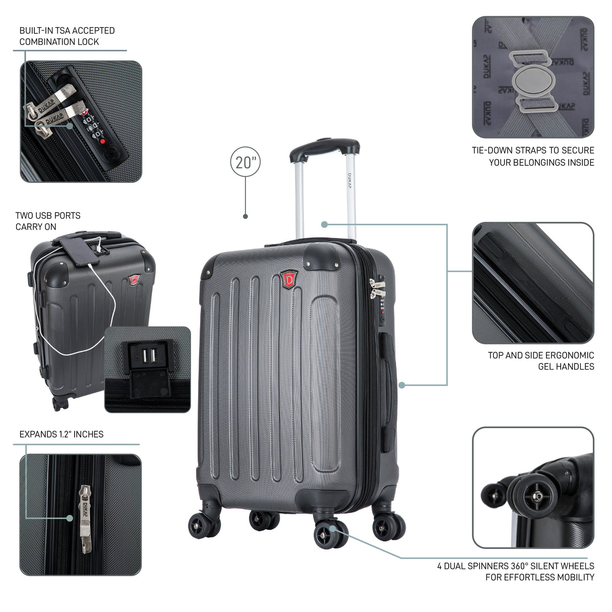 INTELY Carry On 20" with USB ports