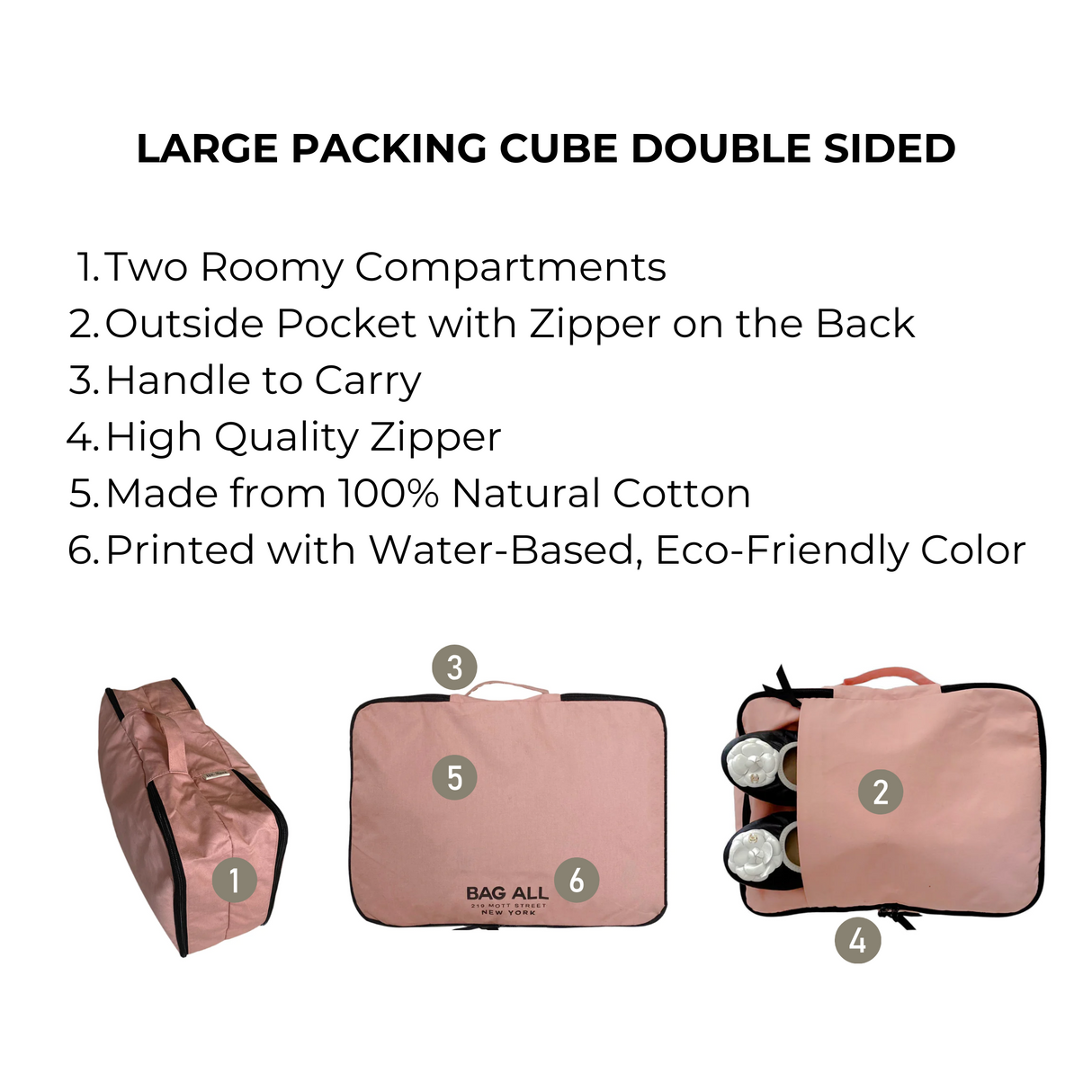 Large Packing Cube, Double Sided – Pink/Blush