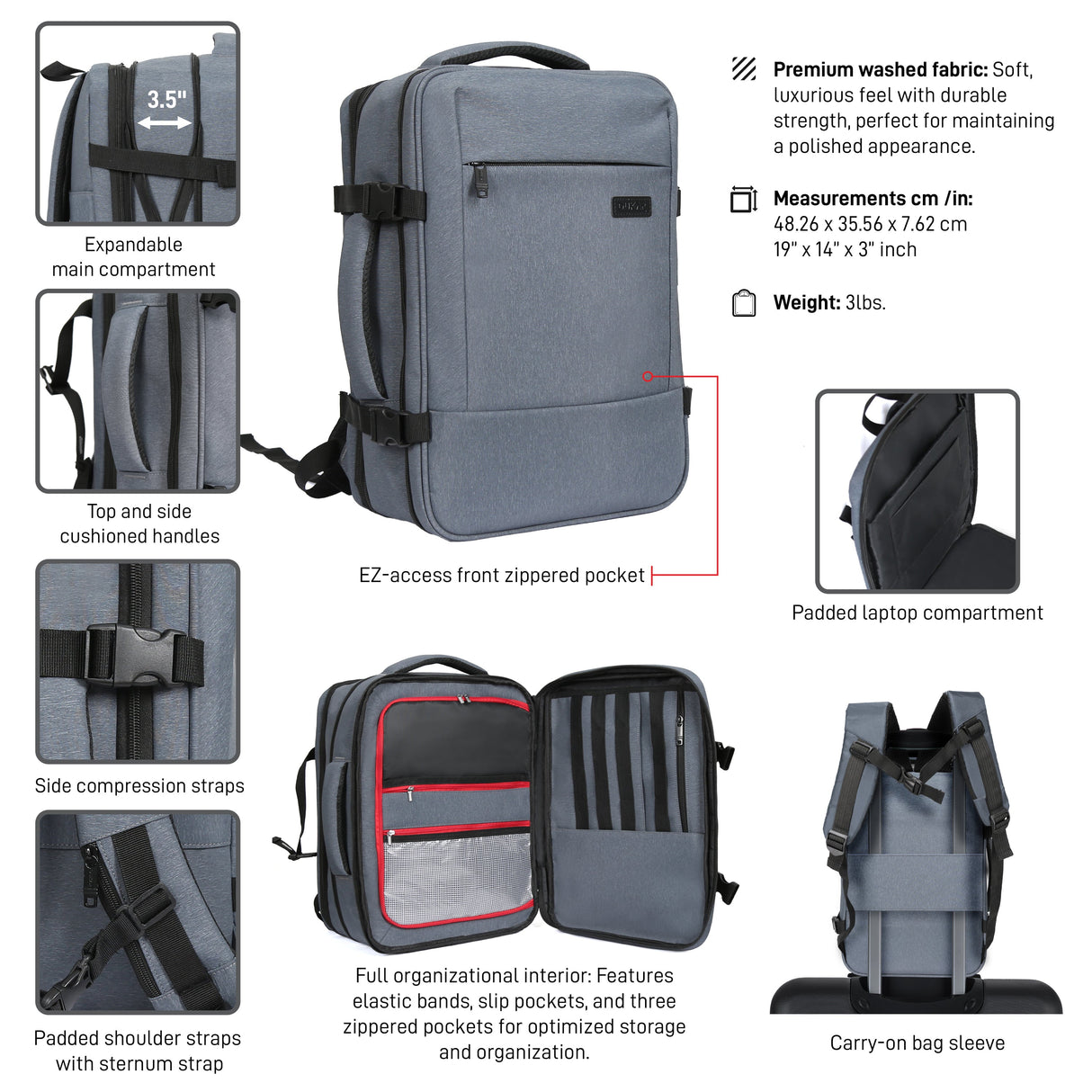 DUKAP X-Era Expandable 15.6" Laptop Backpack