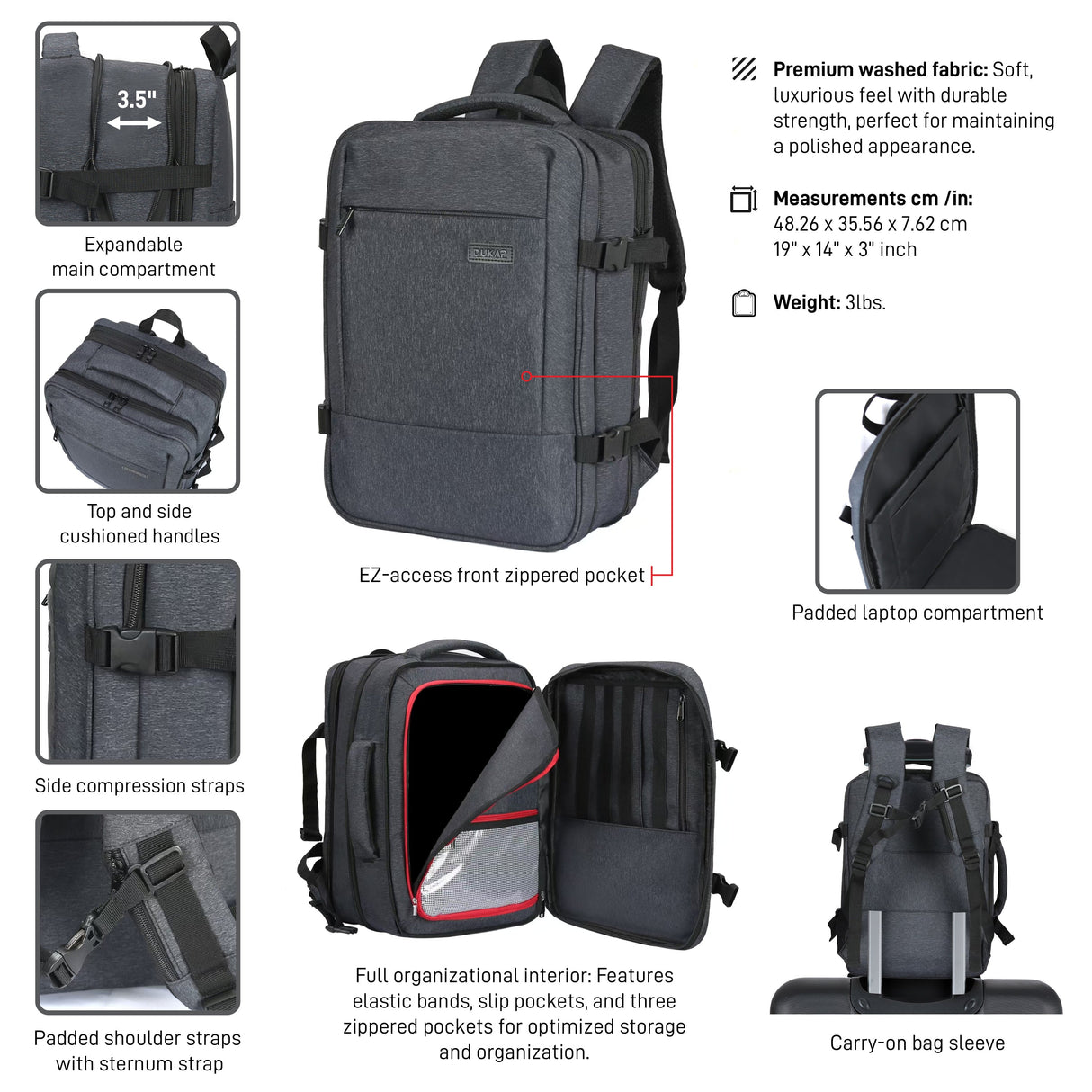 DUKAP X-Era Expandable 15.6" Laptop Backpack