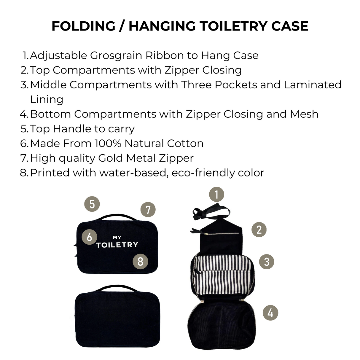 Folding/Hanging Toiletry Case – Black