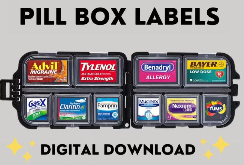 Travel Pill Organizer 10 space Box With 1000+ Free Labels Download