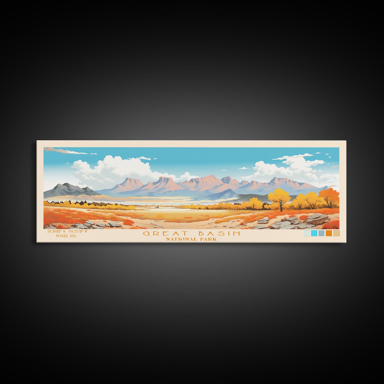 Great Basin National Park, Panoramic Nevada Travel Art, National Park Print, Minimalist Travel Art, Midcentury Modern Style Landscape
