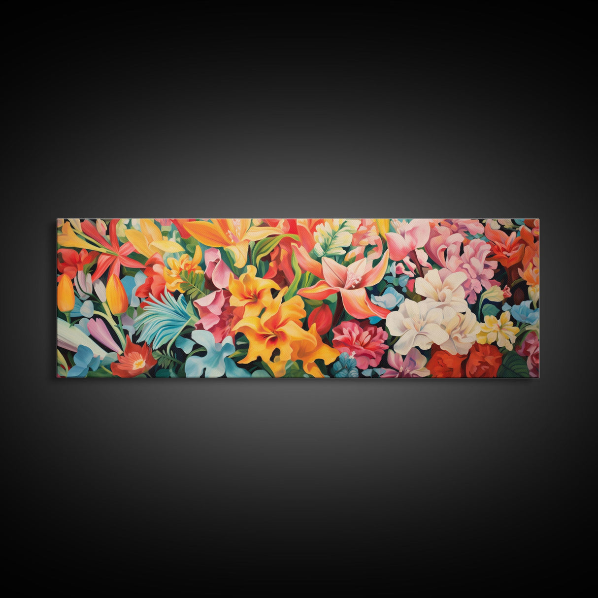 The Samurai, Framed Canvas Print, Panoramic Wall Art, Japanese Warrior Among The Cherry Blossoms, Retro Japanese Watercolor Painting