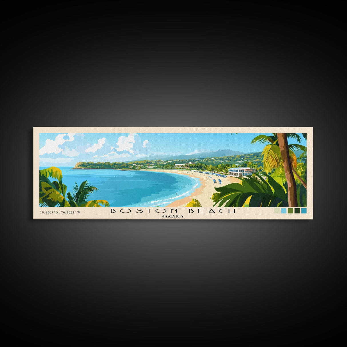 Boston Beach, Jamaica Panoramic Print, Vacation Gift, Jamaica Wall Art, Vacation Wall Art, Vacatation Memories, Beach Decor, Beach Or Lakehouse Art