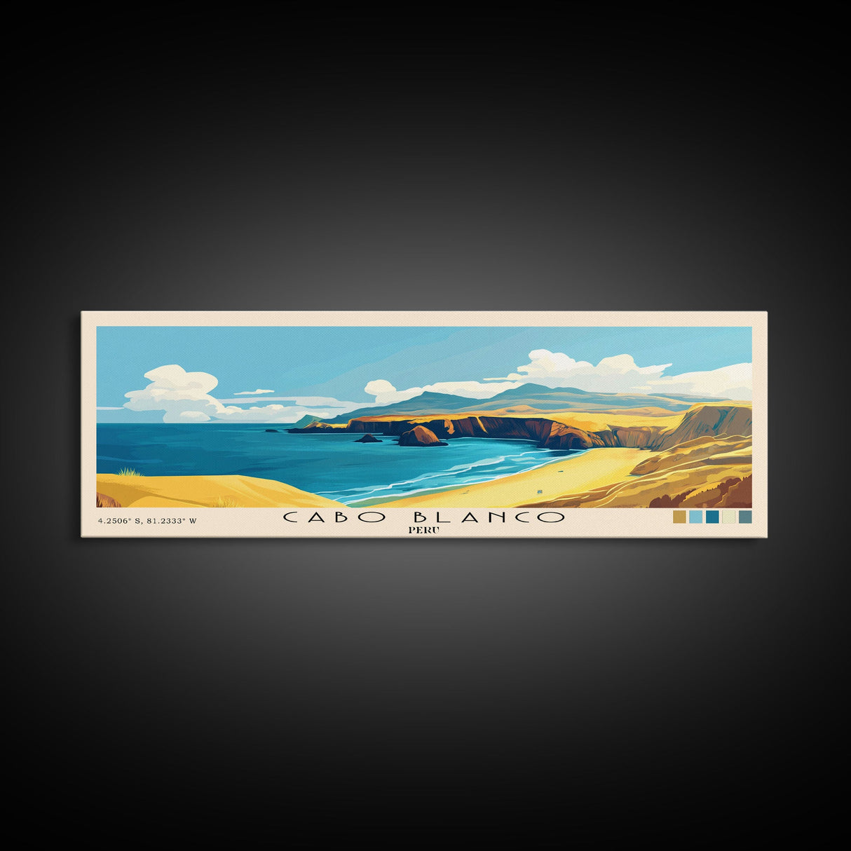 Cabo Blanco, Peru Panoramic Print, Vacation Gift, Peru Wall Art, Vacation Wall Art, Vacatation Memories, Beach Decor, Beach Or Lakehouse Art