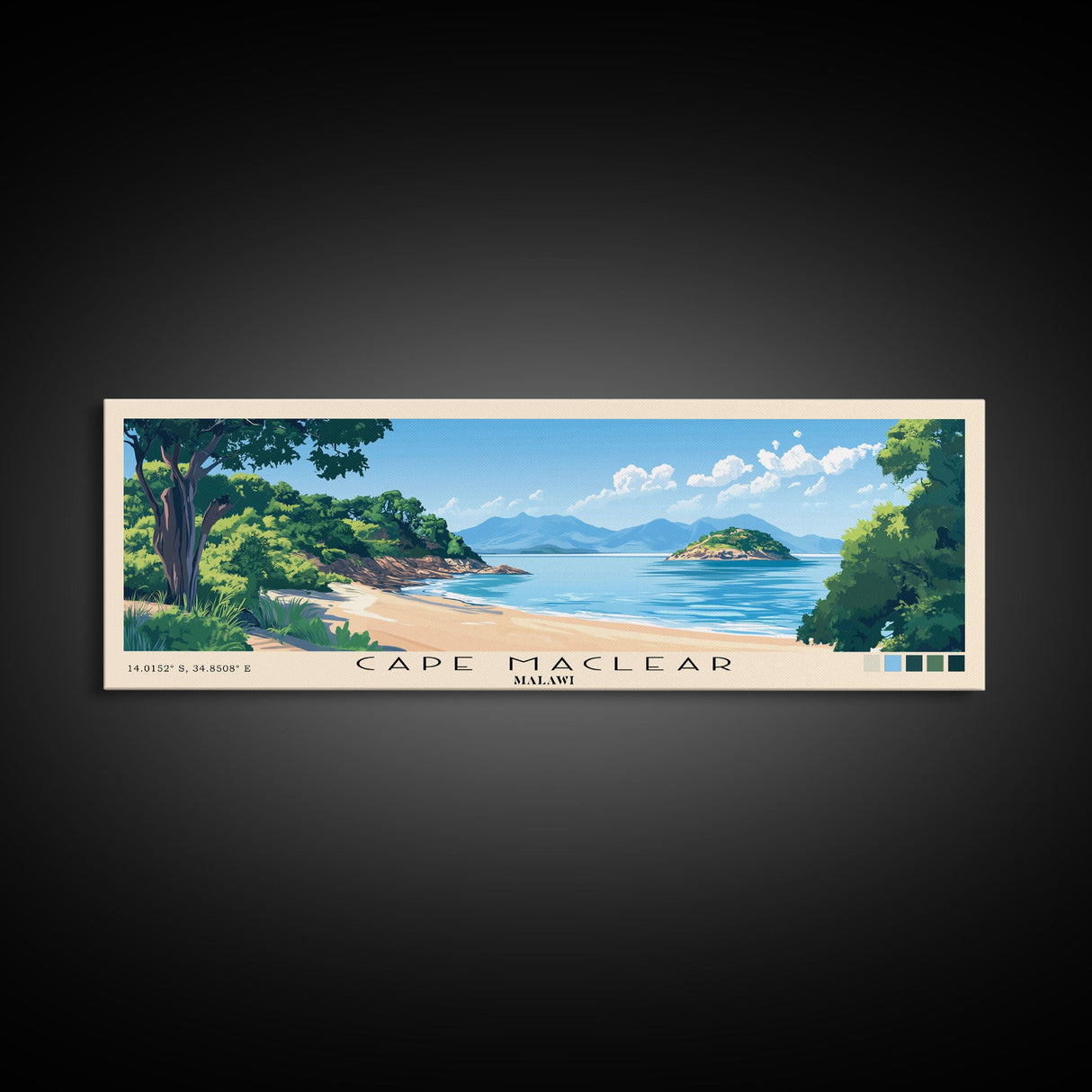 Cape Maclear, Malawi Panoramic Print, Vacation Gift, Malawi Wall Art, Beach Painting, Beach Decor, Beach Or Lakehouse Art