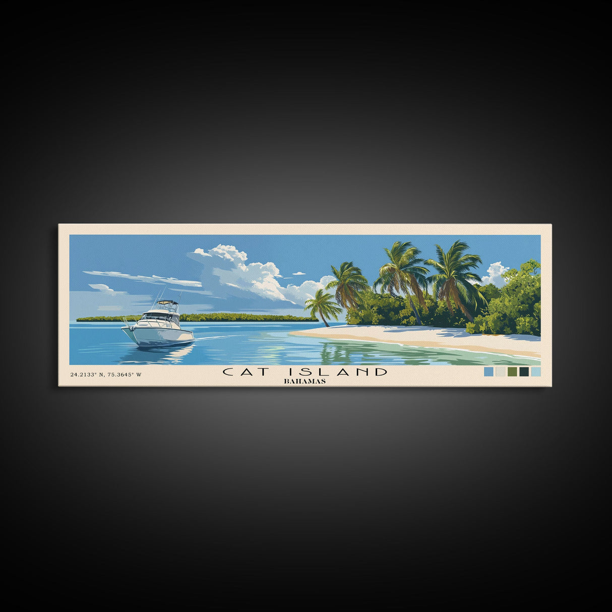 Cat Island, Bahamas Panoramic Beach Print, Vacation Gift, Bahamas Wall Art, Beach Painting, Beach Decor, Beach Painting