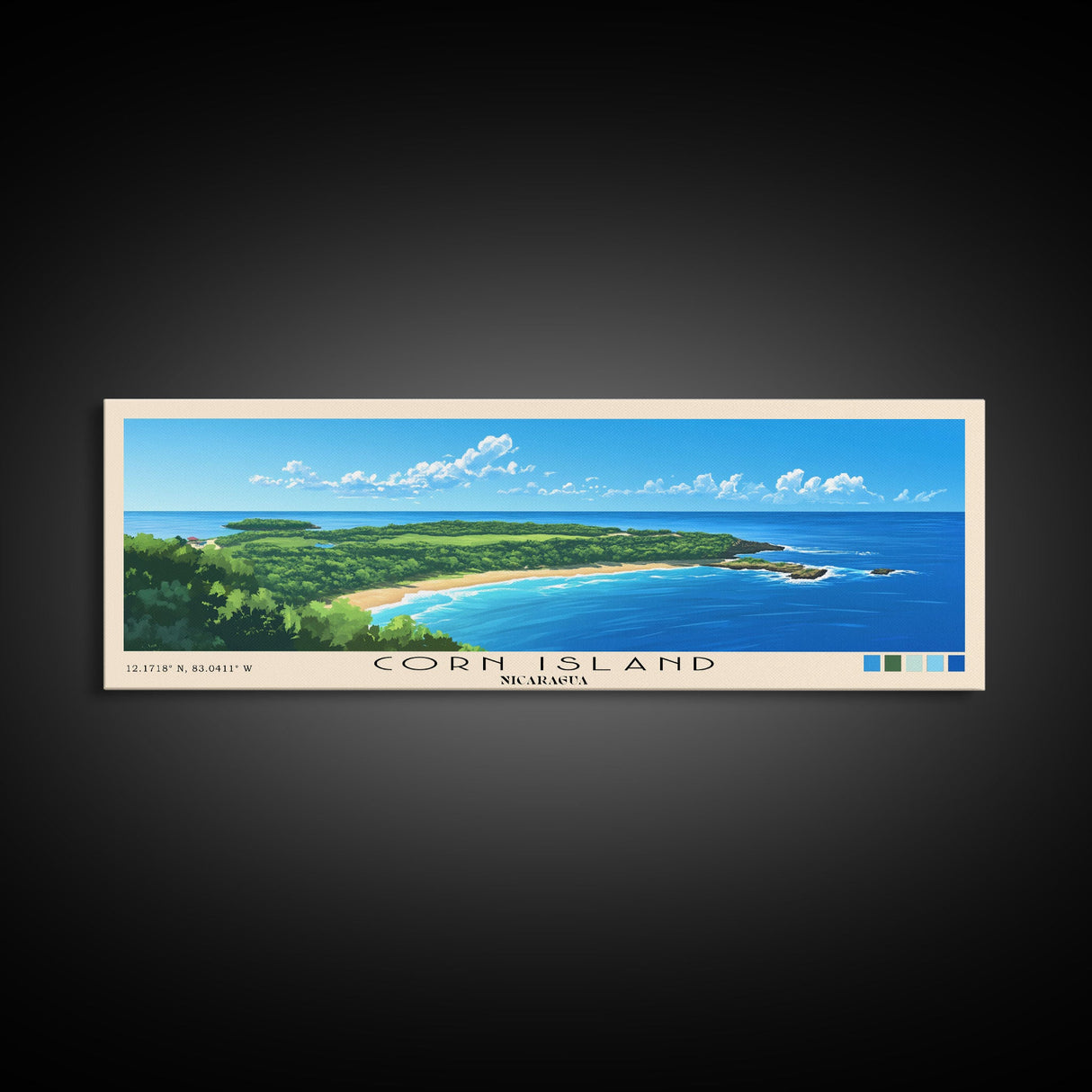Corn Island, NICARAGUA Panoramic Print, Vacation Gift, NICARAGUA Wall Art, Beach Painting, Beach Decor, Beach Or Lakehouse Art