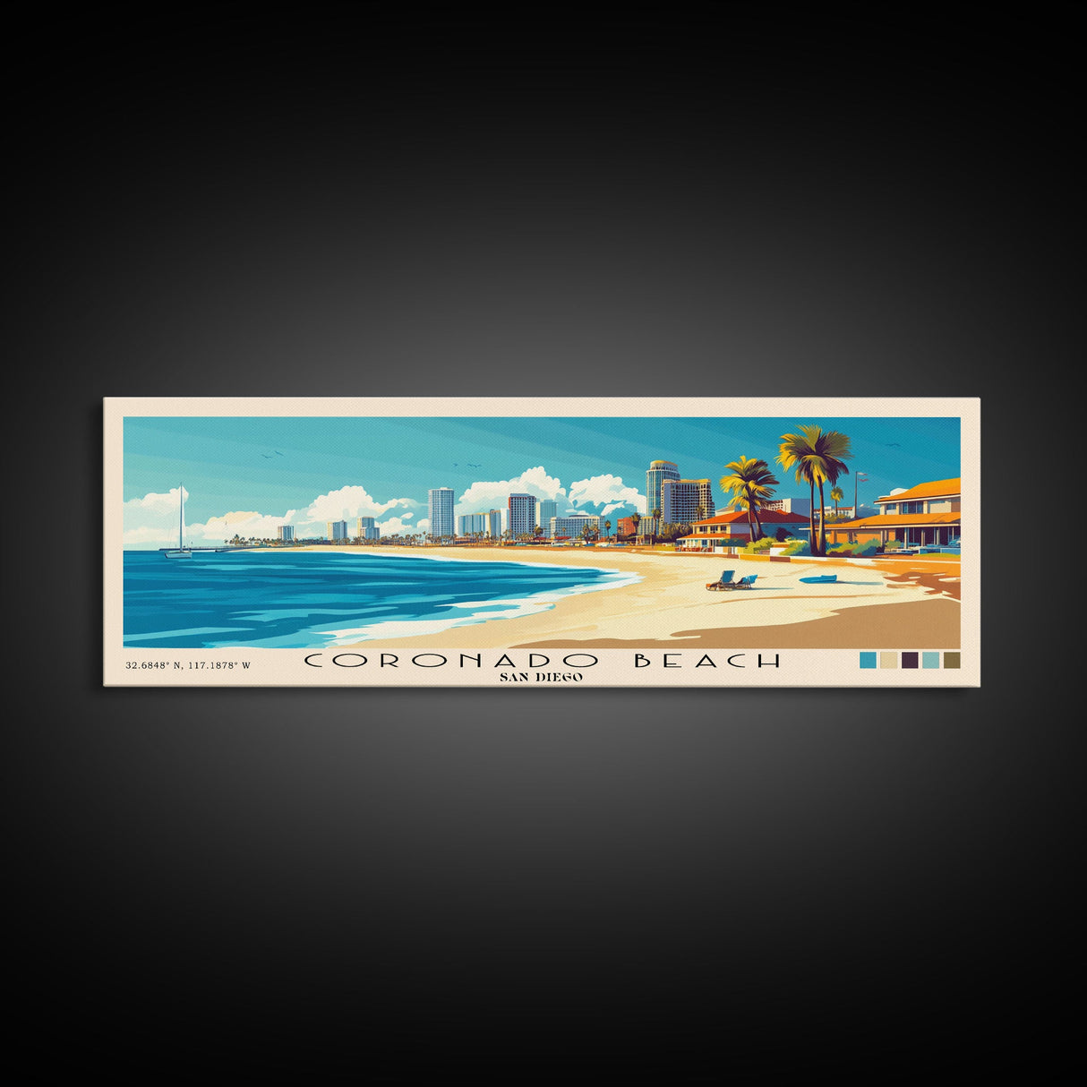 Coronado Beach, San Diego Panoramic Print, Vacation Gift, San Diego Wall Art, Vacation Wall Art, Vacatation Memories, Beach Decor, Beach Or Lakehouse Art