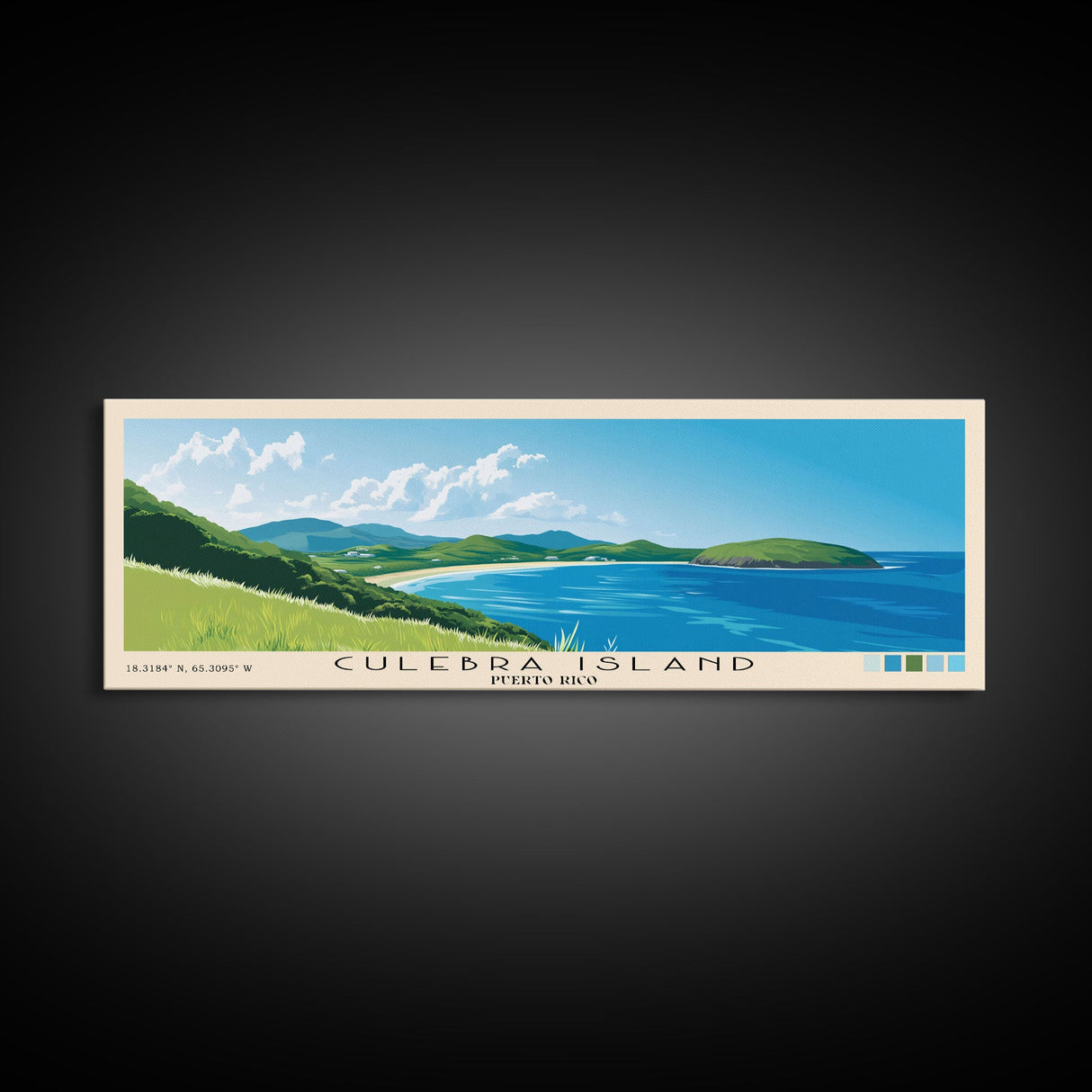 Culebra Island, Puerto Rico Panoramic Print, Vacation Gift, Puerto Rico Wall Art, Vacation Wall Art, Vacatation Memories, Beach Decor, Beach Or Lakehouse Art