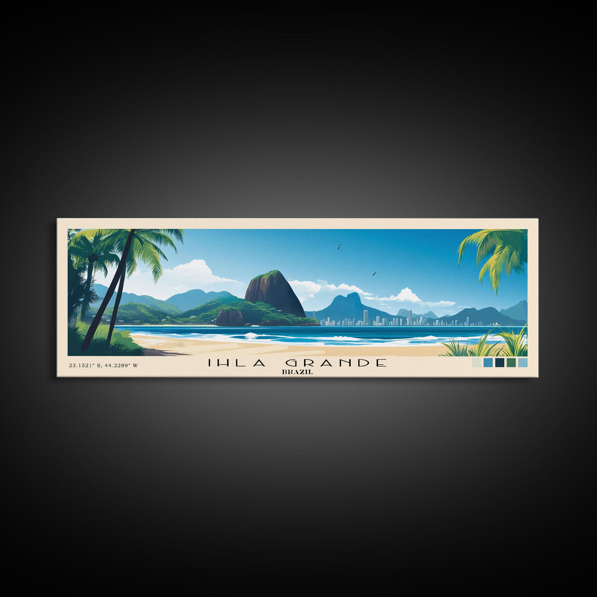 Ihla Grande, Brazil Panoramic Print, Vacation Gift, Brazil Wall Art, Beach Painting, Beach Decor, Large Wall Art, Wood Frame Art