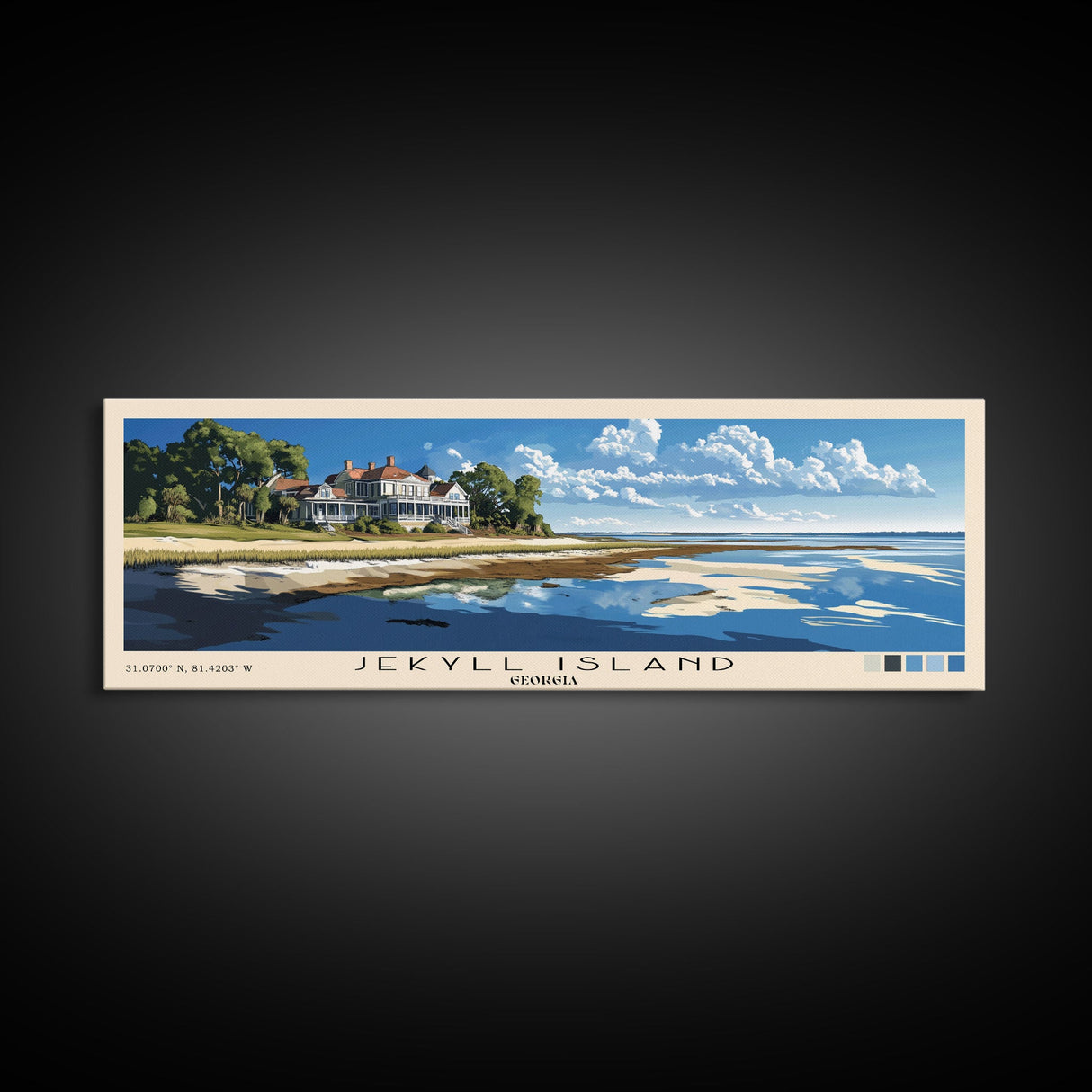 Jekyll Island, Georgia Panoramic Print, Vacation Gift, Georgia Wall Art, Beach Painting, Beach Decor, Large Wall Art, Wood Frame Art