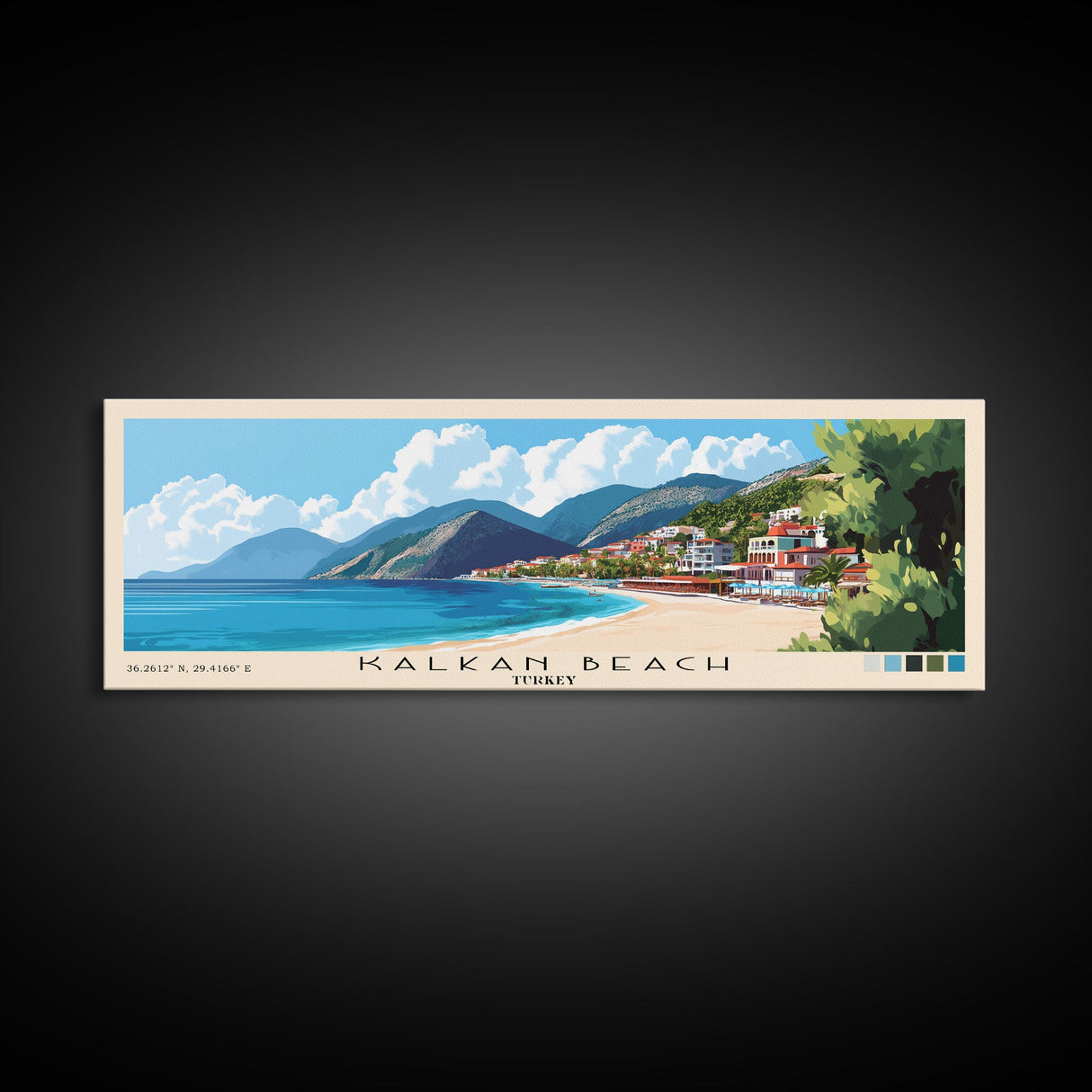 Kalkan Beach, Turkey Panoramic Print, Vacation Gift, Turkey Wall Art, Vacation Wall Art, Vacatation Memories, Beach Decor, Beach Or Lakehouse Art