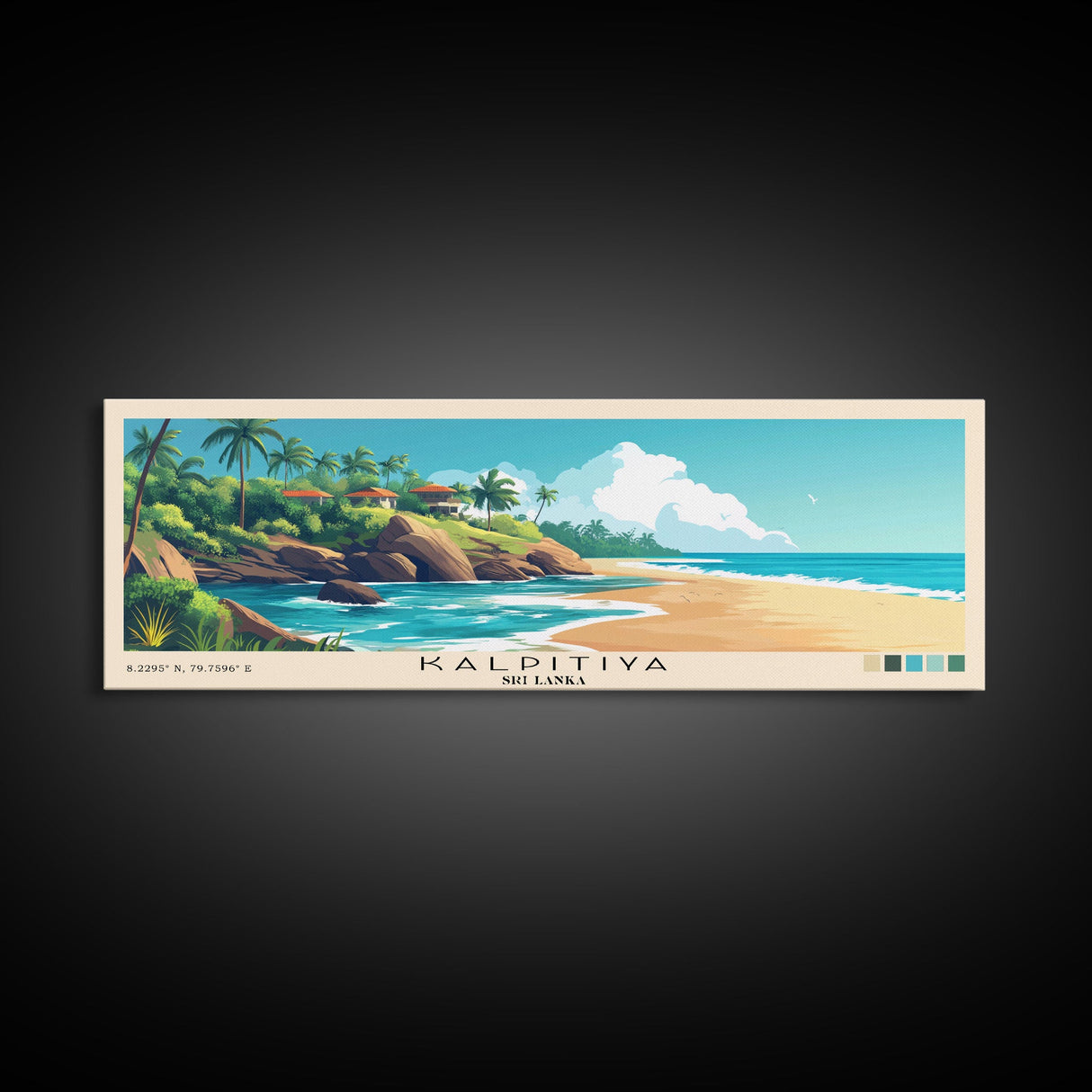 Kalpitiya, Sri Lanka Panoramic Print, Vacation Gift, Sri Lanka Wall Art, Beach Painting, Beach Decor, Beach Or Lakehouse Art