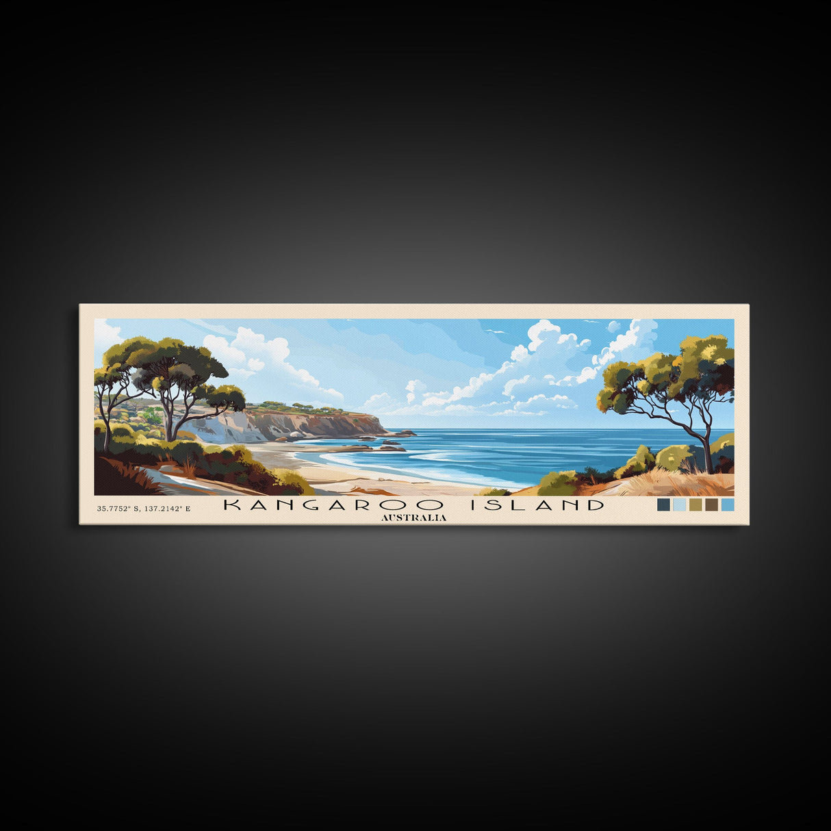 Kangaroo Island, Australia Panoramic Print, Vacation Gift, Australia Wall Art, Beach Painting, Beach Decor, Large Wall Art, Wood Frame Art