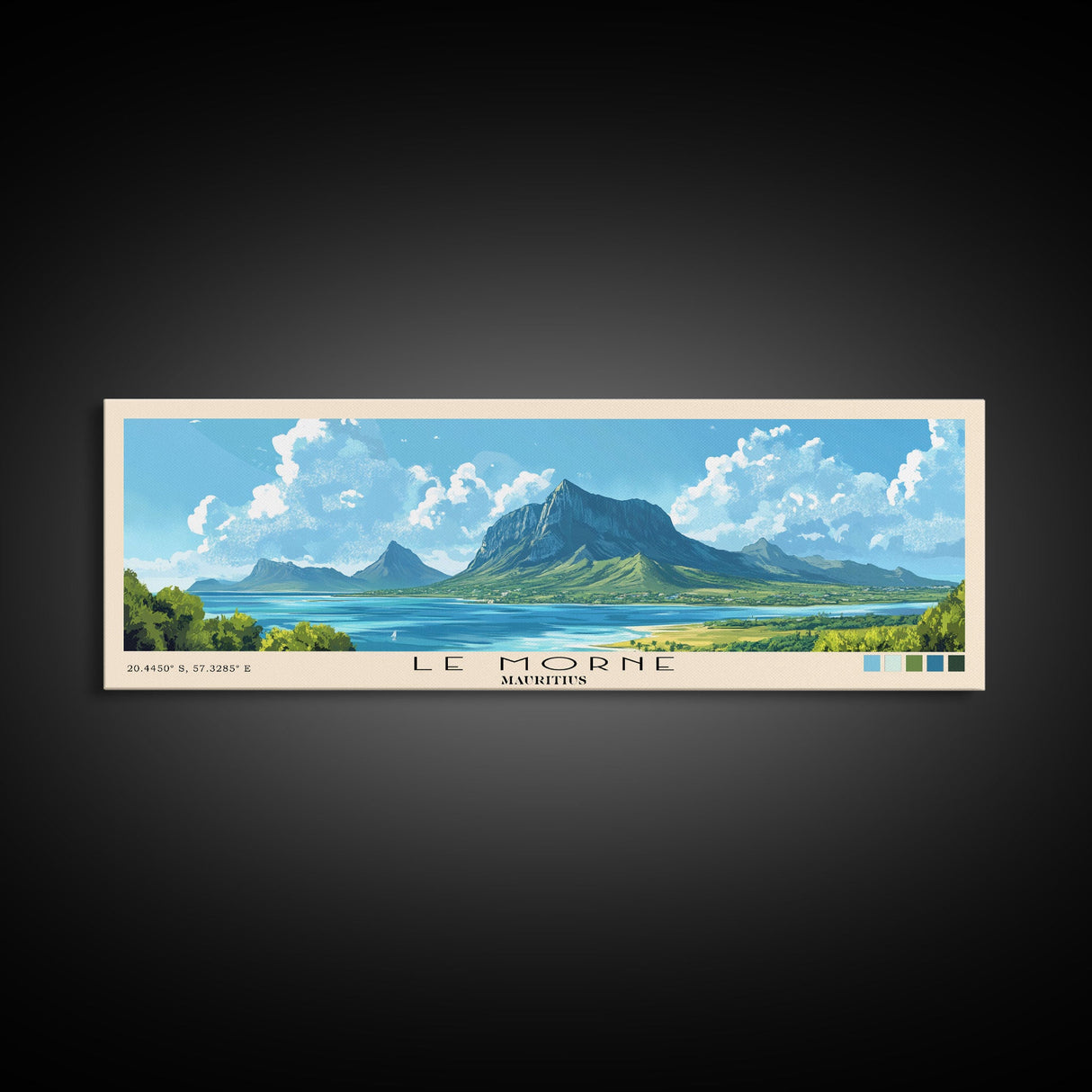 Le Morne, Mauritius Panoramic Print, Vacation Gift, Mauritius Wall Art, Beach Painting, Beach Decor, Beach Or Lakehouse Art