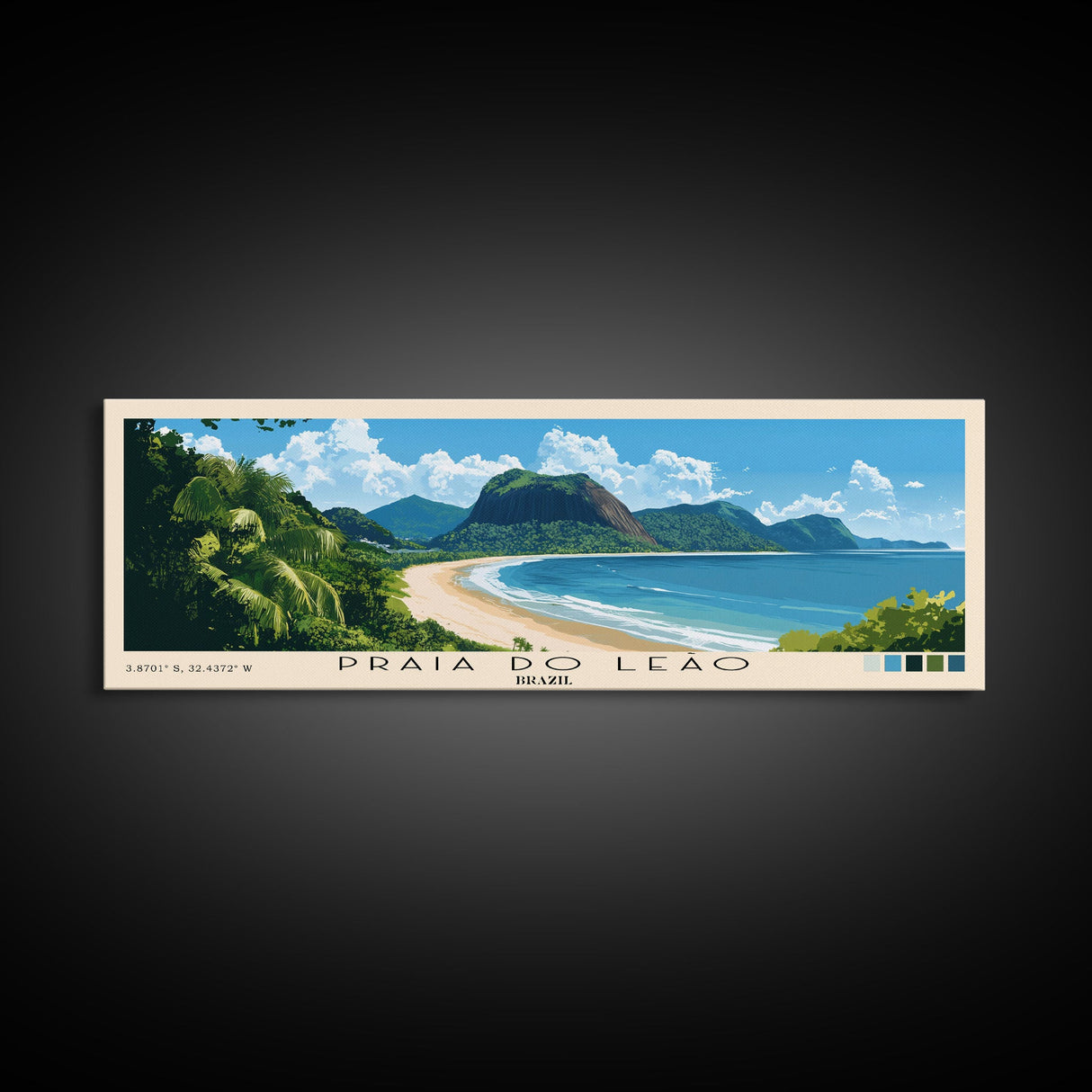 Praia do Leão, Brazil Panoramic Beach Print, Vacation Gift, Brazil Wall Art, Framed Canvas Print, Framed Beach Painting