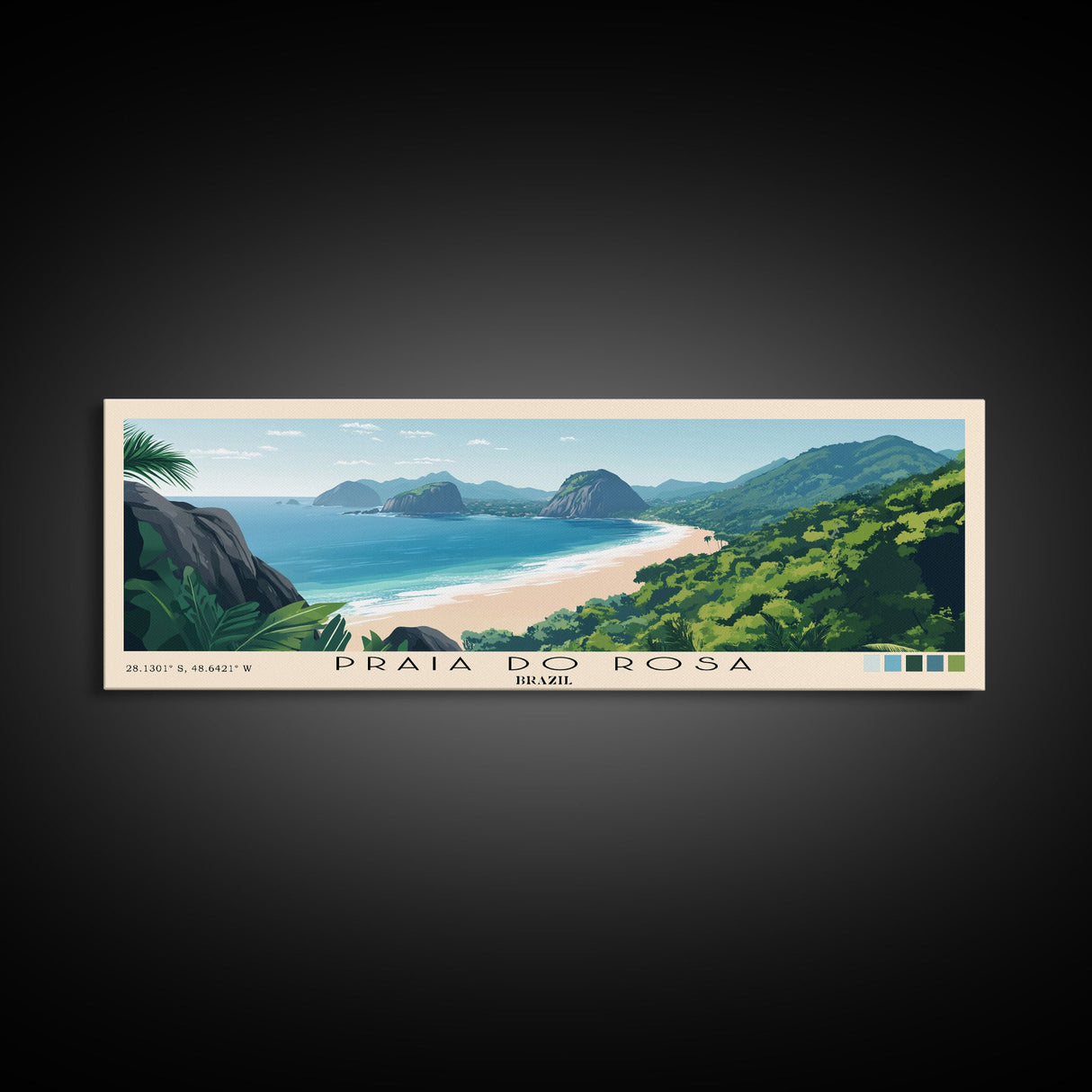 Praia do Rosa, Brazil Panoramic Print, Vacation Gift, Brazil Wall Art, Beach Painting, Beach Decor, Beach Or Lakehouse Art