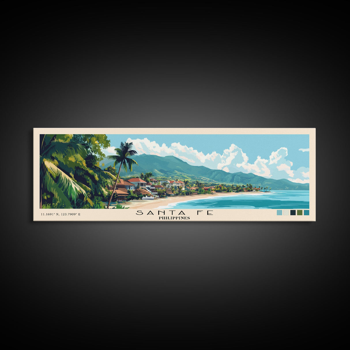 Santa Fe, Philippines Panoramic Print, Vacation Gift, Philippines Wall Art, Vacation Wall Art, Vacatation Memories, Beach Decor, Beach Or Lakehouse Art