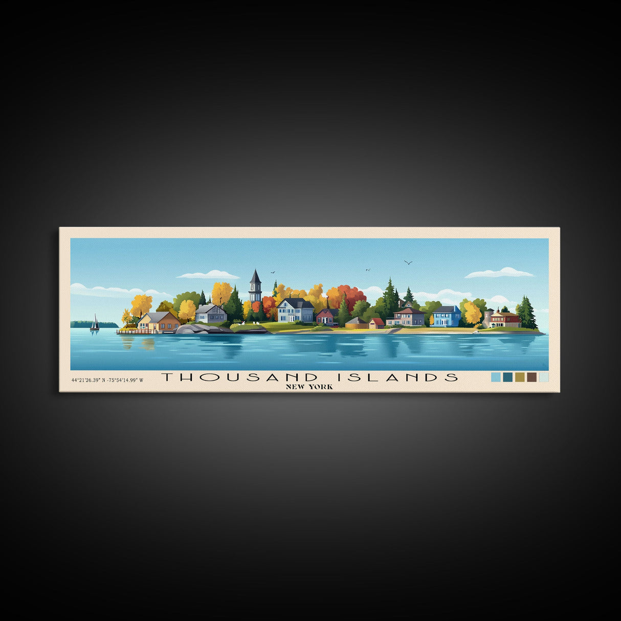 Thousand Islands, New York Panoramic Print, Vacation Gift, New York Wall Art, Vacation Wall Art, Vacatation Memories, Beach Decor, Beach Or Lakehouse Art