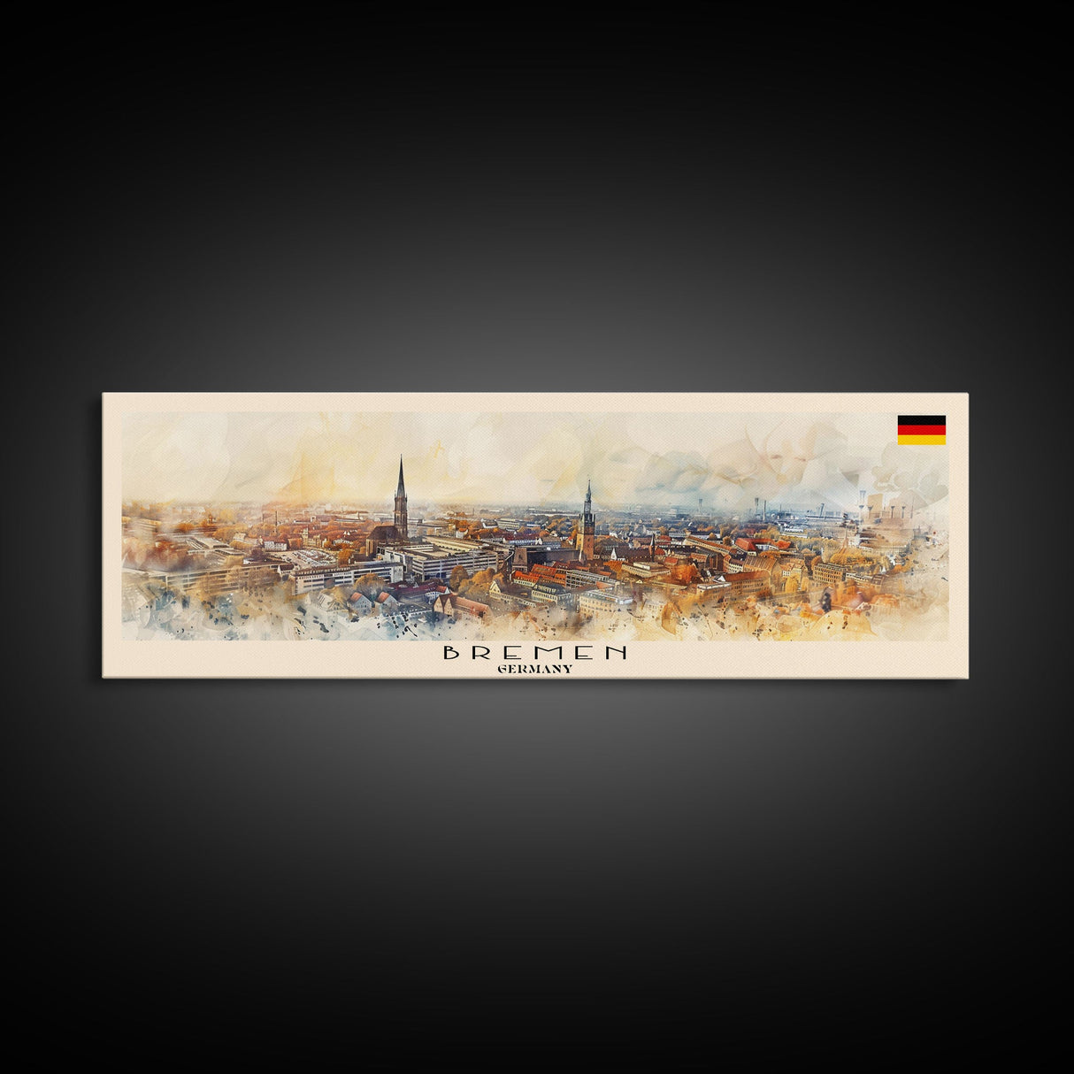 Bremen Germany Wall Art, Panoramic Travel Poster, Panoramic Framed Canvas Print, City Wall Art, Wall Hanging Home Decor, Travel Art