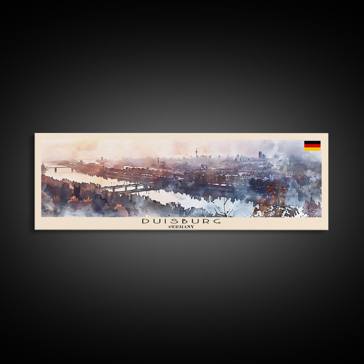 Duisburg Germany Wall Art, Panoramic Travel Poster, Panoramic Framed Canvas Print, City Wall Art, Wall Hanging Home Decor, Travel Art