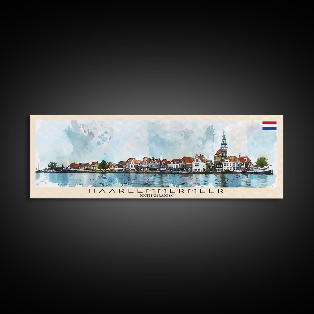 Haarlemmermeer Netherlands Panoramic Travel Poster, Framed Canvas Print or Metal Wall Art, Travel Art, Home Decor, Panoramic Painting, Midcentury Art