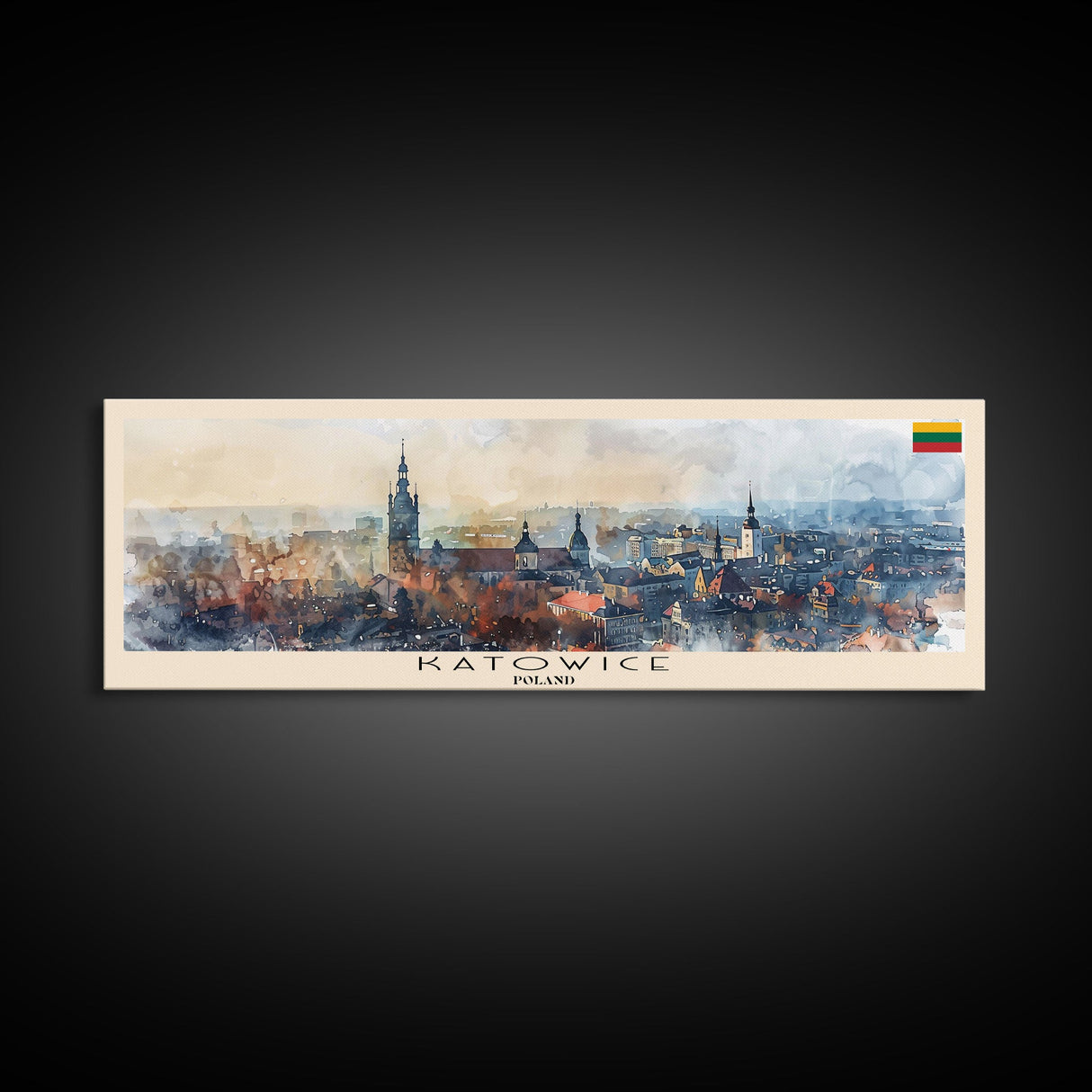 Katowice Poland Wall Art, Panoramic Travel Poster, Panoramic Framed Canvas Print, City Wall Art, Wall Hanging Home Decor, Travel Art