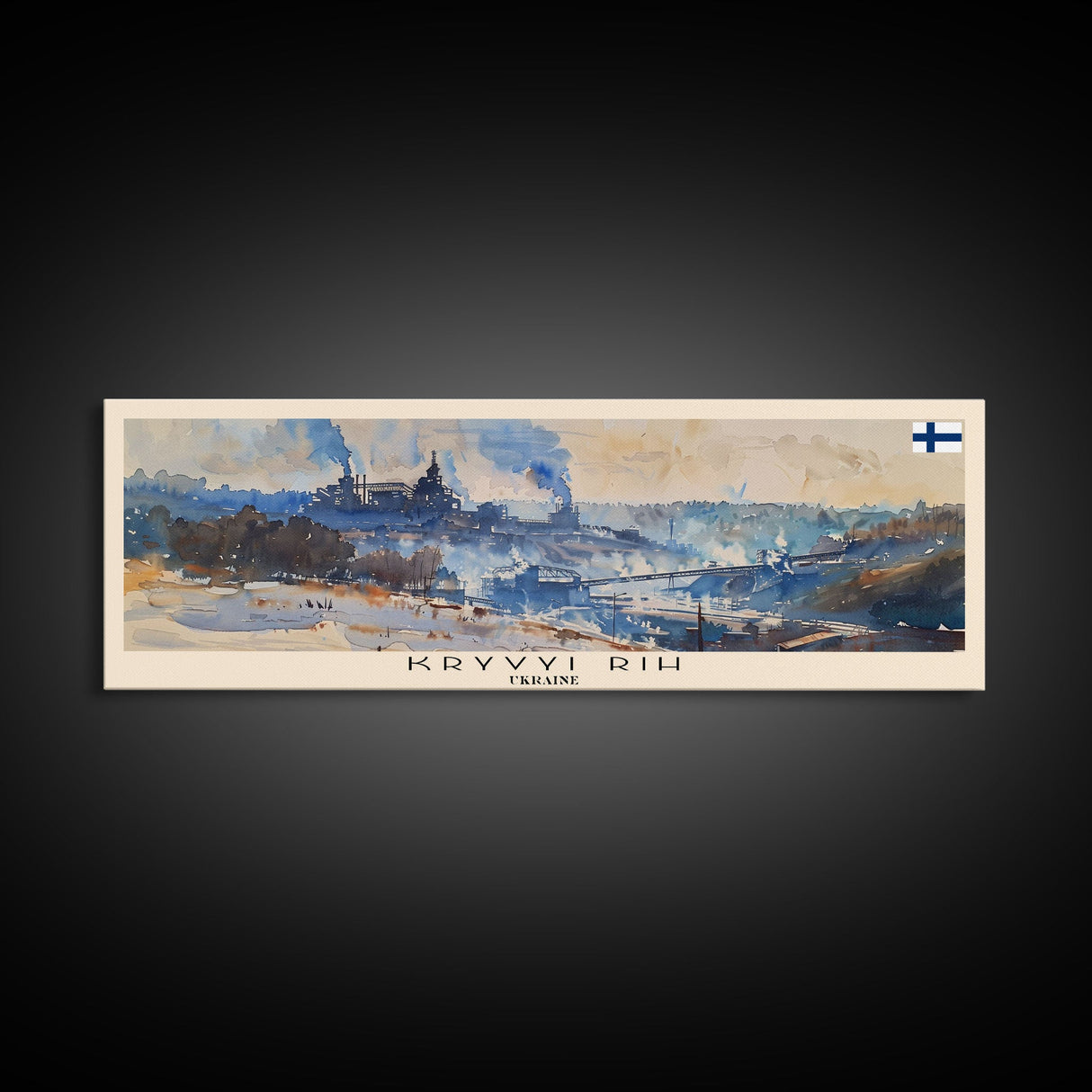 KryvyiRih Ukraine Panoramic Travel Poster, Framed Canvas Print or Metal Wall Art, Travel Art, Home Decor, Panoramic Painting, Midcentury Art