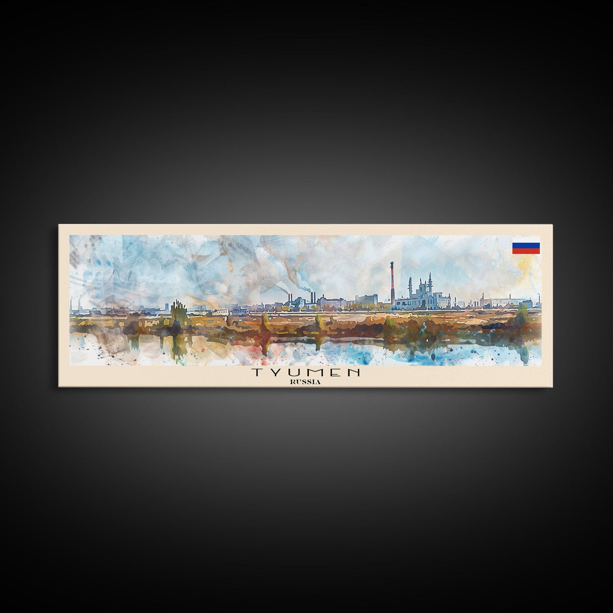 Tyumen Russia Panoramic Travel Poster, Framed Canvas Print or Metal Wall Art, Travel Art, Home Decor, Panoramic Painting, Midcentury Art