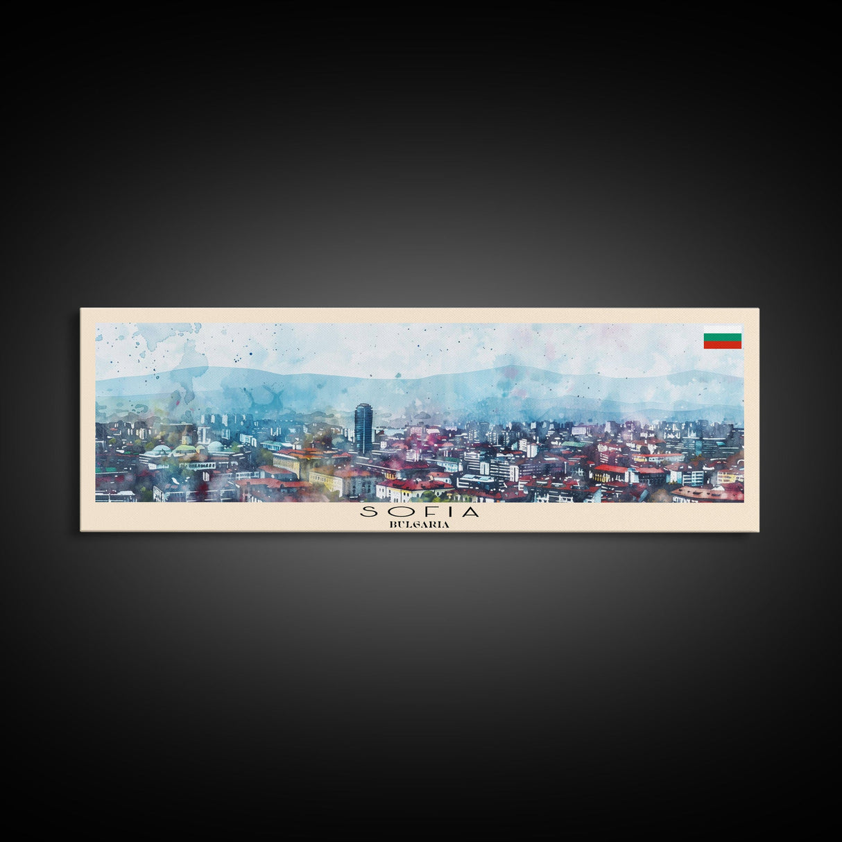 Sofia Bulgaria Wall Art, Panoramic Travel Poster, Panoramic Framed Canvas Print, City Wall Art, Wall Hanging Home Decor, Travel Art