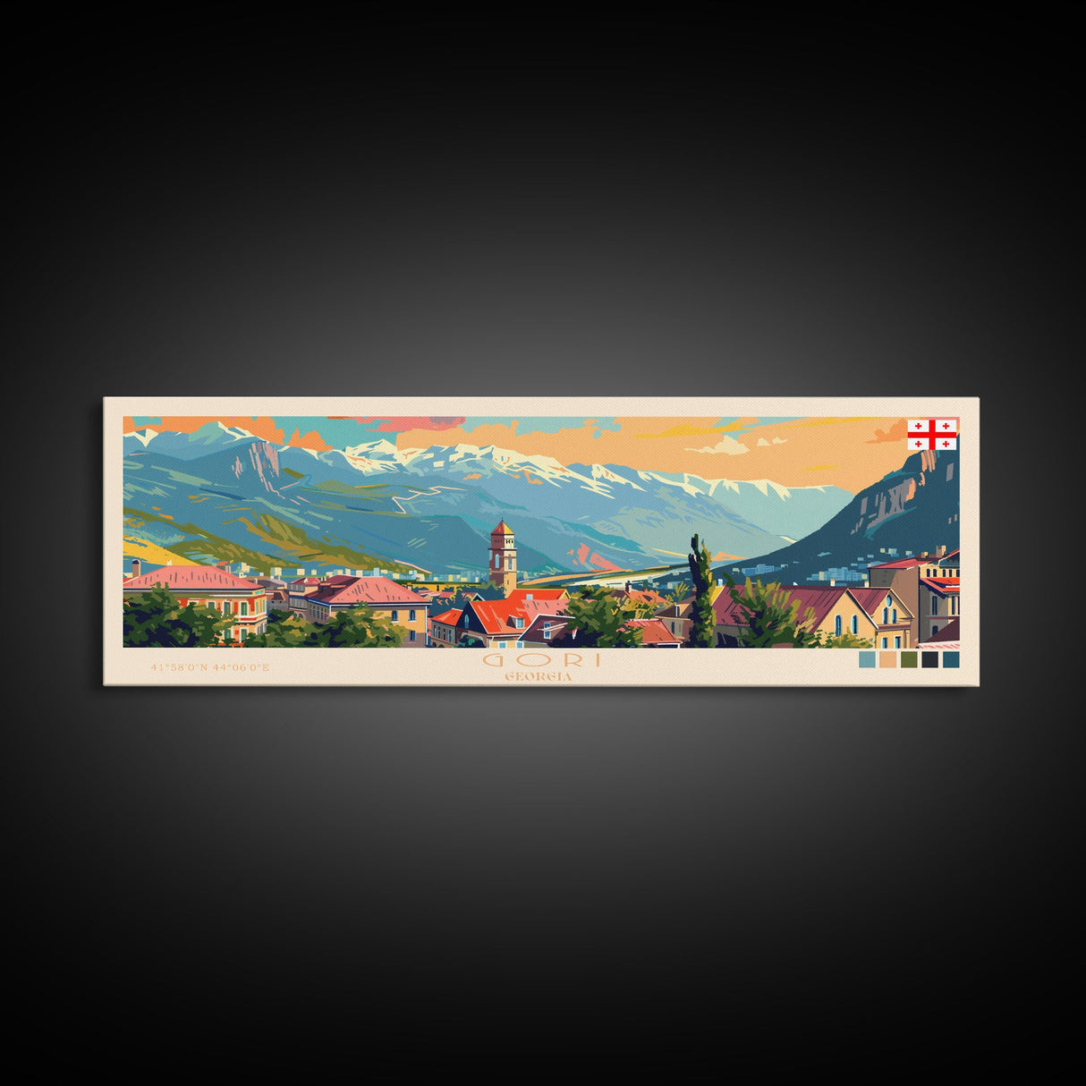 Gori Georgia Travel Print Wall Art, Panoramic City Art, Travel Art, Wall Decor, Vacation Gift, Framed Canvas Print Or Metal Art