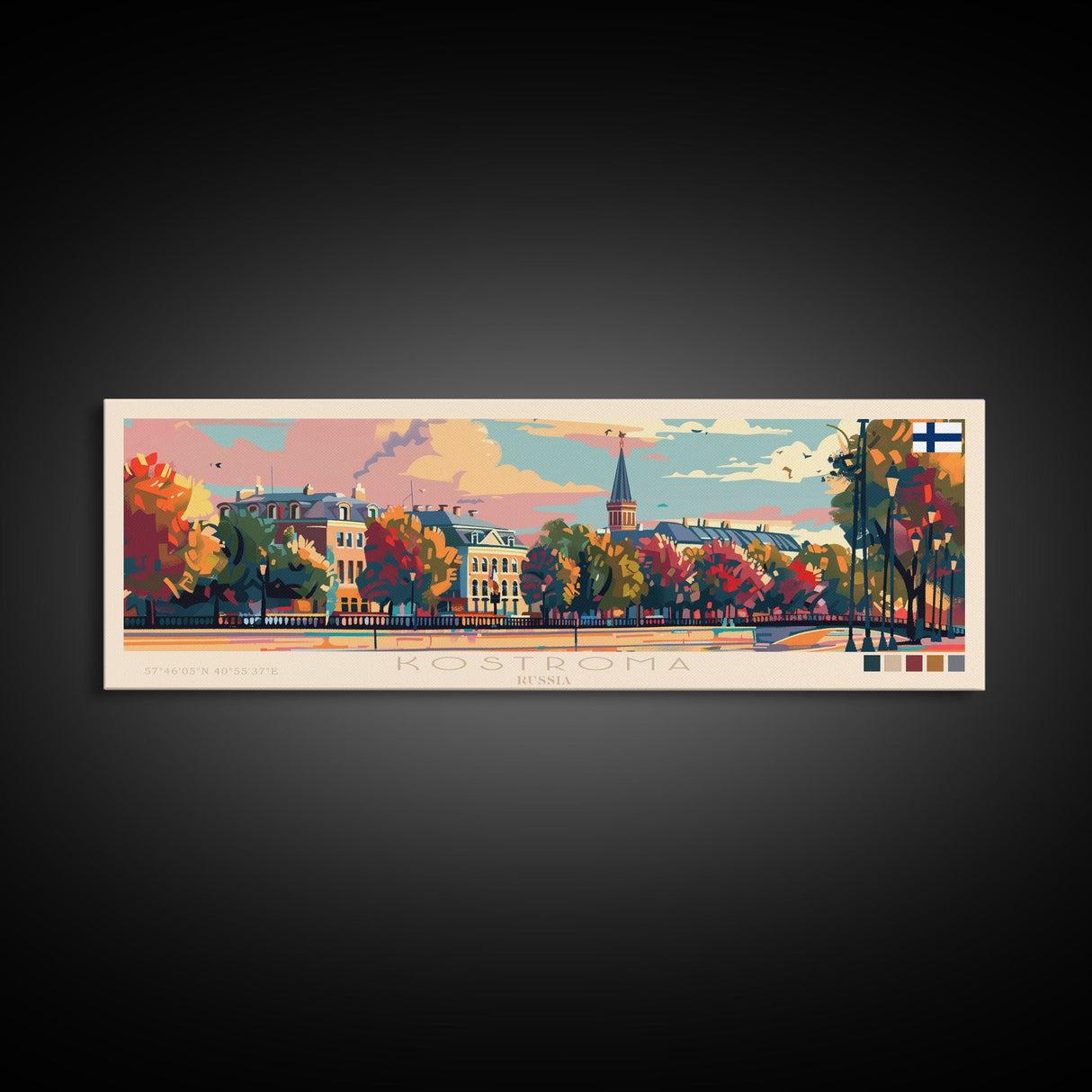 Kostroma Russia Wall Art, Panoramic Travel Poster, Panoramic Framed Canvas Print, City Wall Art, Wall Hanging Home Decor, Travel Art