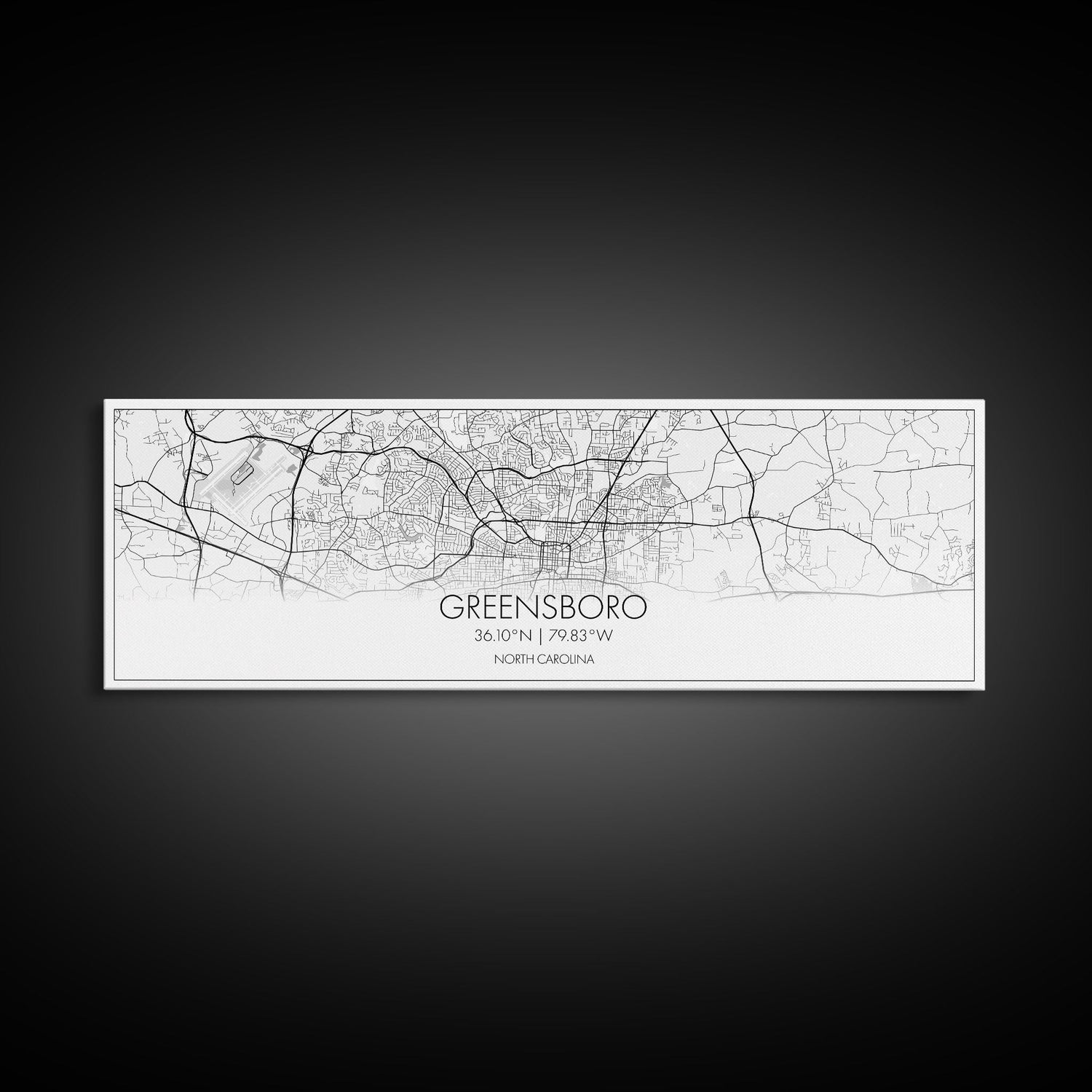 Panoramic Greensboro City Map, North Carolina Art, Map Print, Minimalist Wall Art, Canvas Art, Housewarming Gift, Street Map, Closing Gift