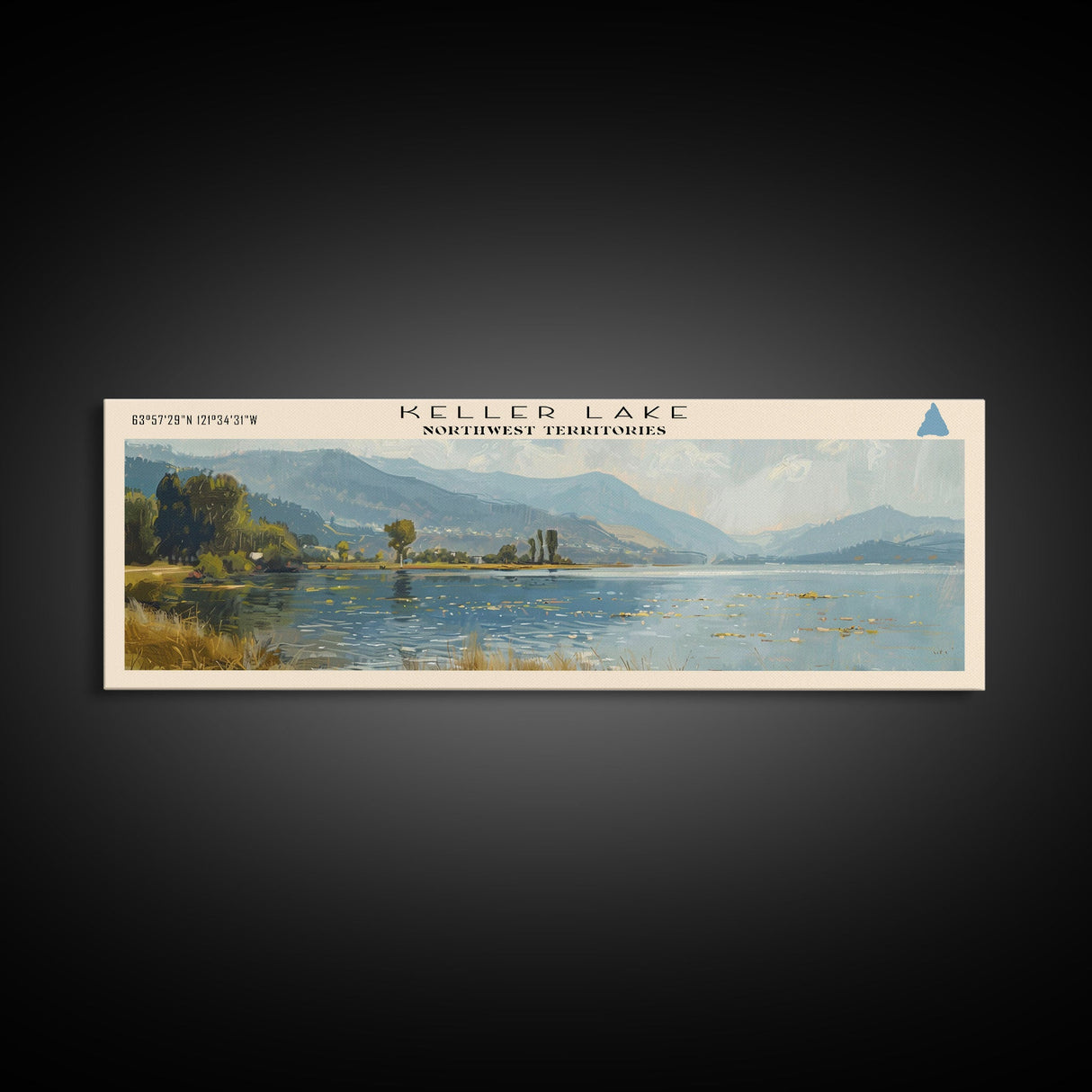 Keller Lake Framed Canvas Print, Panoramic Lake House Decor, Wall Art, Travel Poster, Scenic Lake Painting, Nature Art