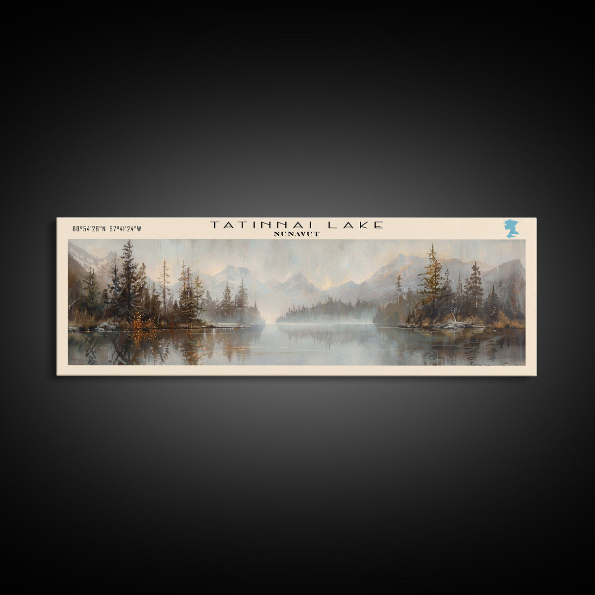 Tatinnai Lake Panoramic Wall Art, Framed Canvas Print, Lake House Decor, Travel Poster, Beautiful Lake Scene, Living Room Decor, Home Decoration