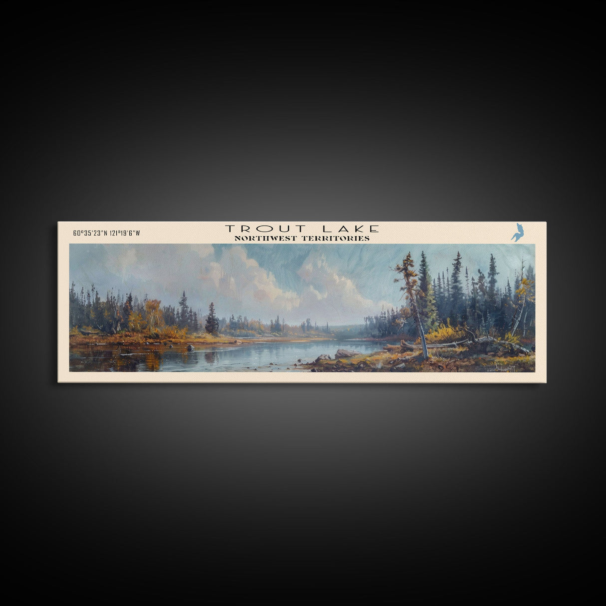 Trout Lake Canada Northwest Territories Panoramic Wall Art, Framed Canvas Print, Lake House Decor, Travel Poster, Beautiful Lake Scene, Home Decor