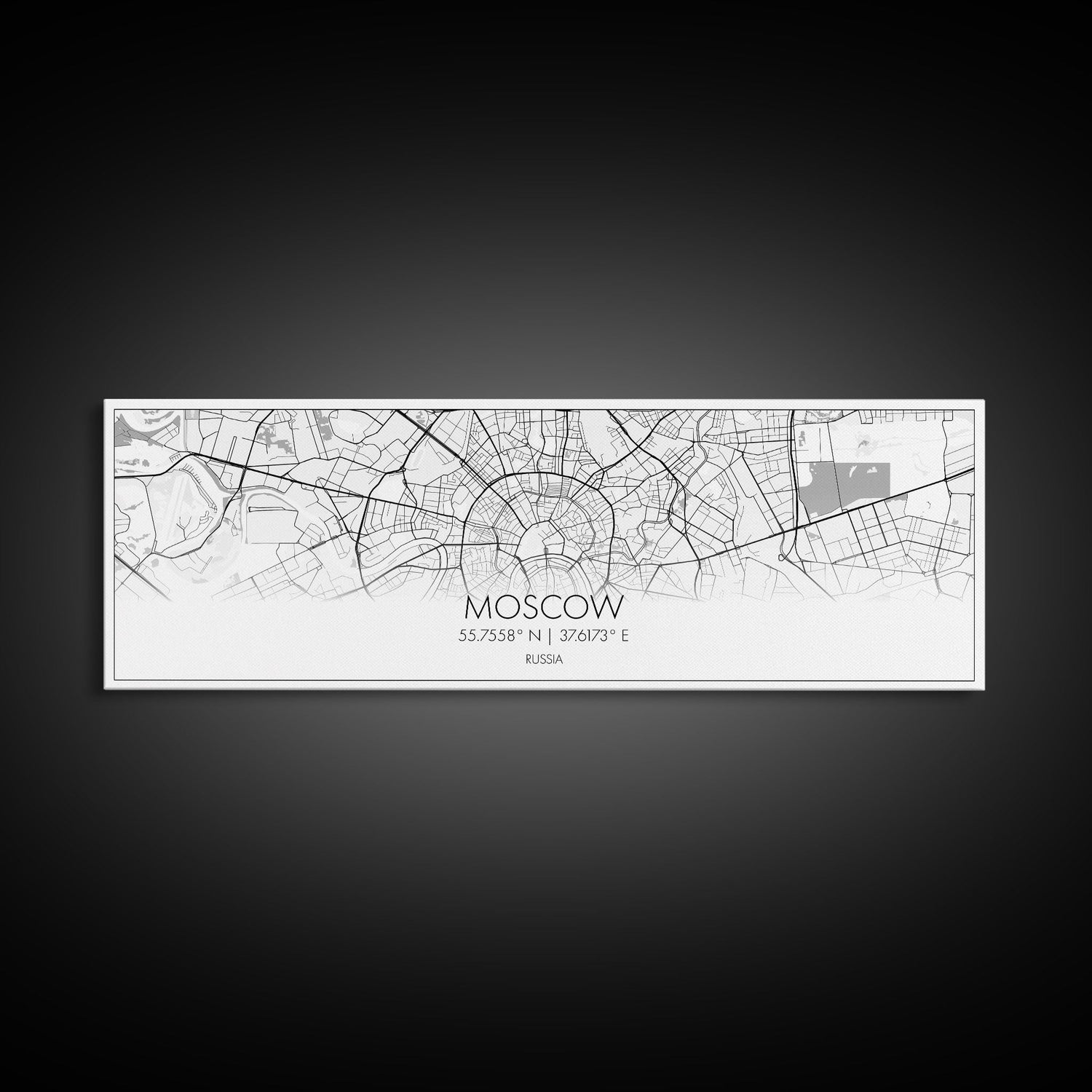 Panoramic Moscow City Map, Russia Art, Map Print, Minimalist Wall Art, Canvas Art, Housewarming Gift, Street Map Art, Closing Gift